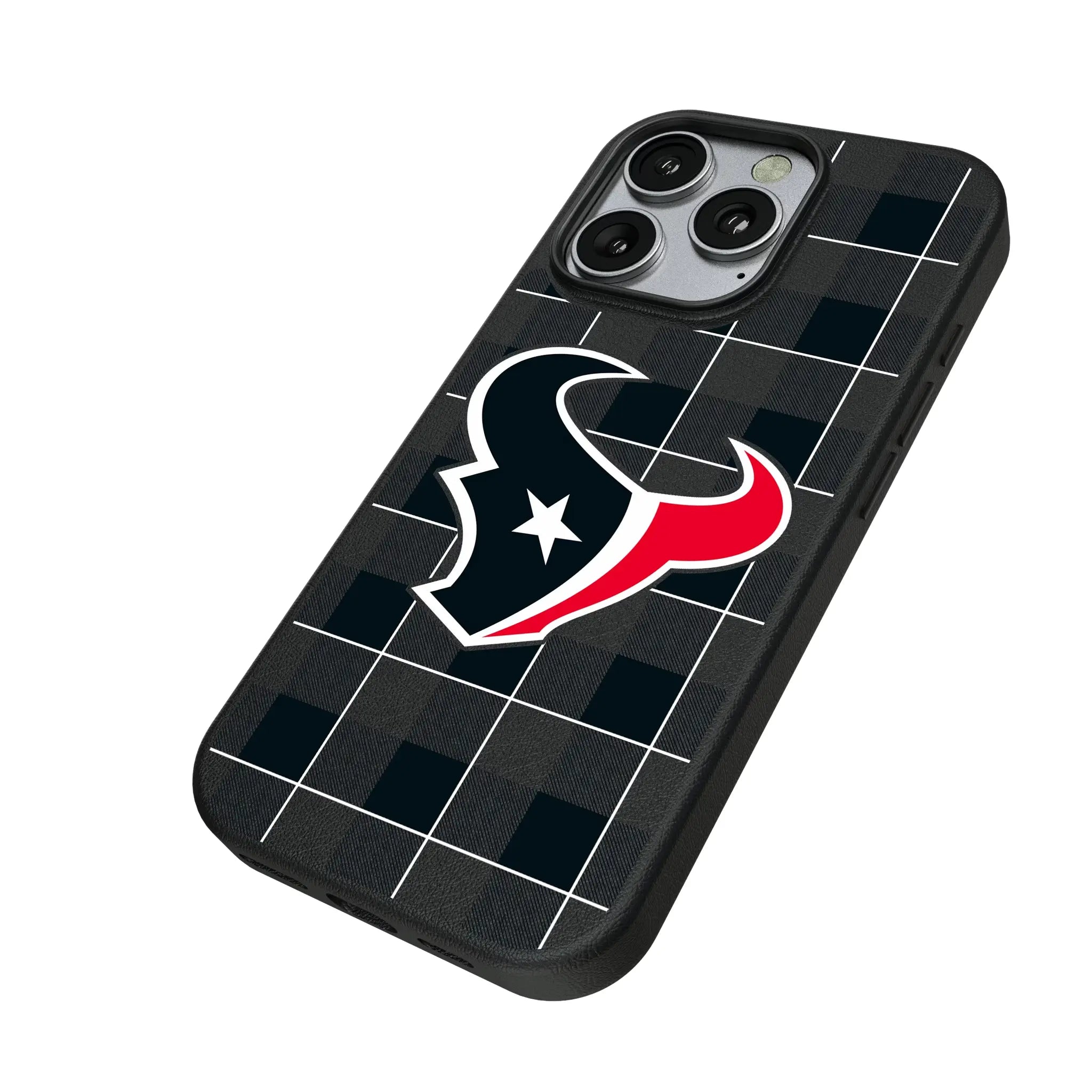 Houston Texans Plaid iPhone MagSafe Compatible Phone Case for Apple iPhone - Isometric View