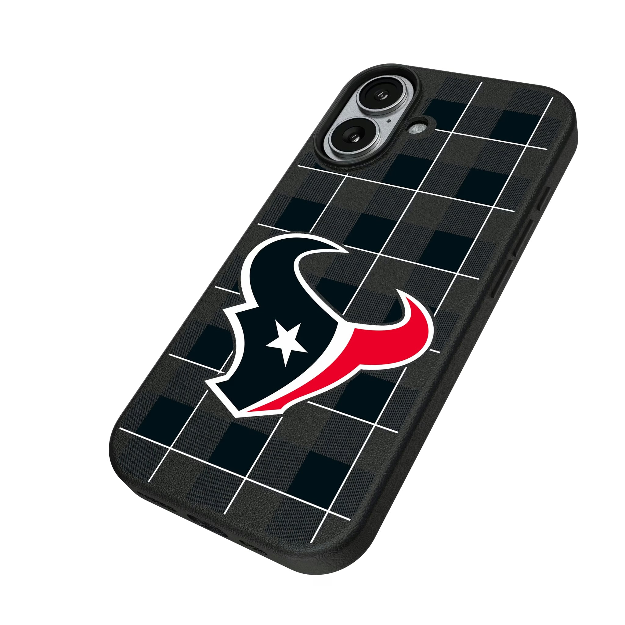 Houston Texans Plaid iPhone MagSafe Compatible Phone Case for Apple iPhone - Isometric View#Device_iPhone 17