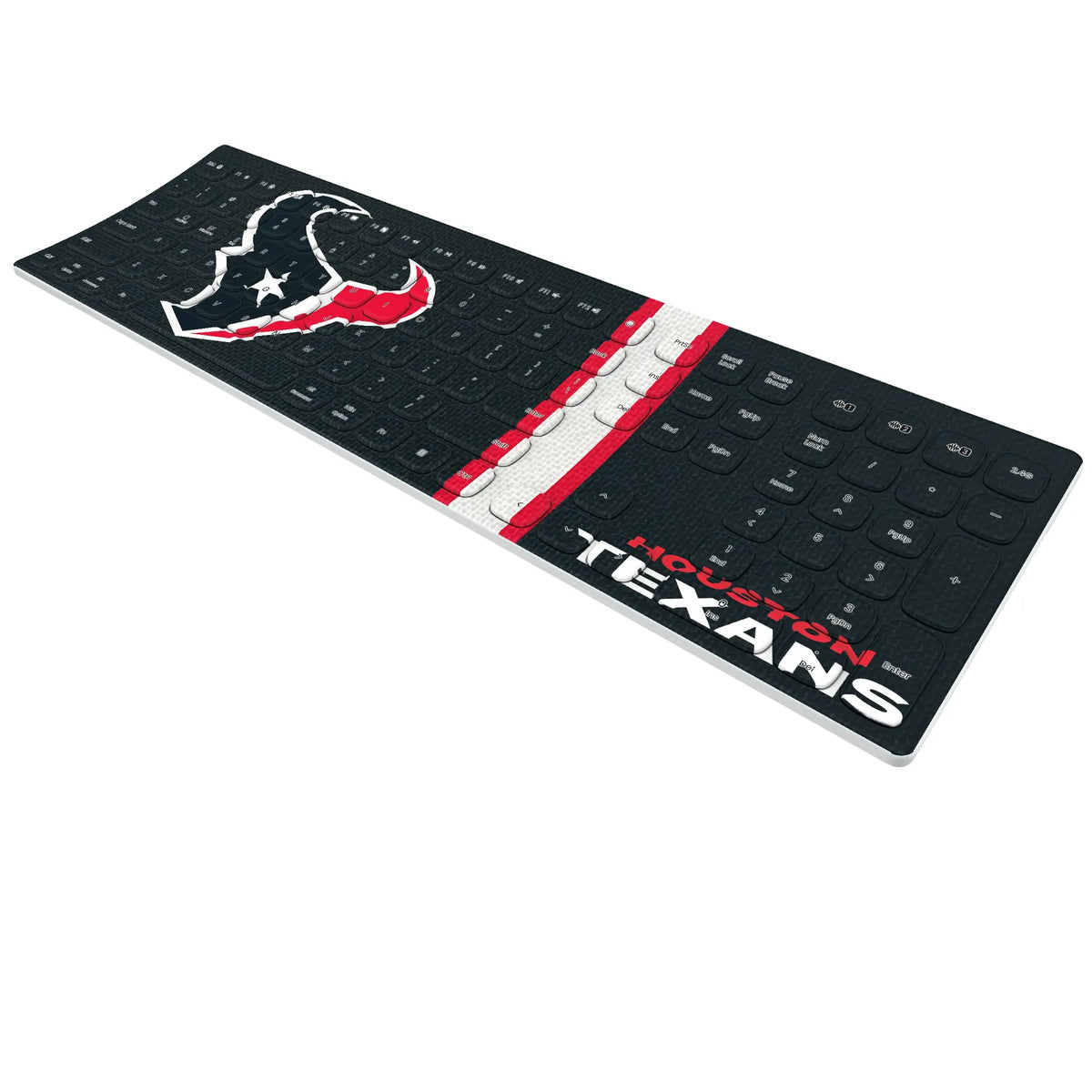Houston Texans Stripe KKB605 Curved Wireless Keyboard - Isometric View