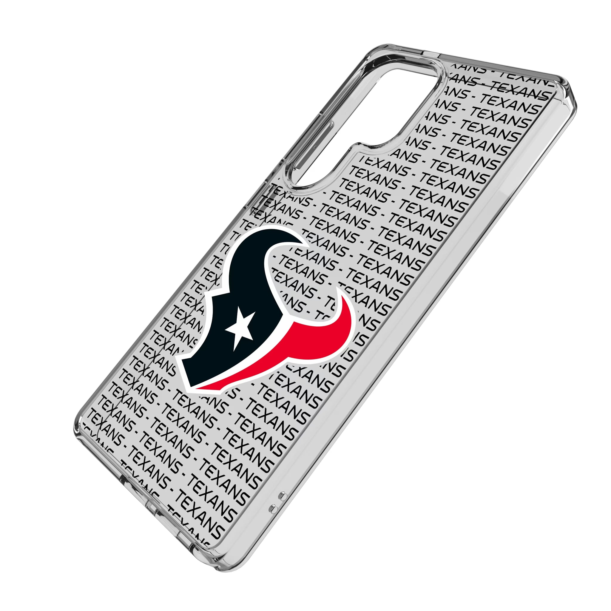 Houston Texans Text Backdrop Galaxy Clear Phone Case for Samsung Galaxy - Isometric View
