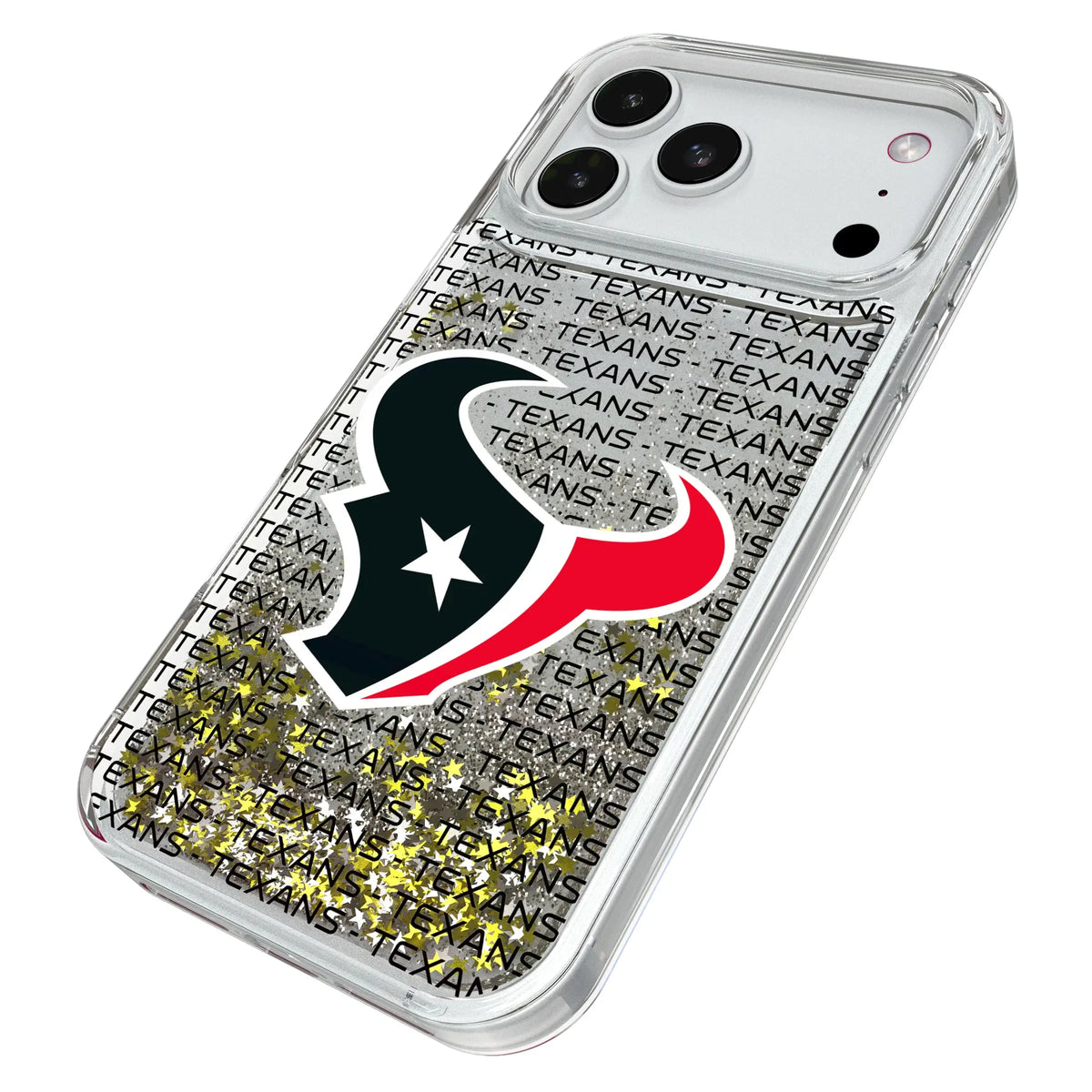 Houston Texans Text Backdrop iPhone Glitter Phone Case for Apple iPhone - Isometric View#Device_iPhone 18 Pro Max