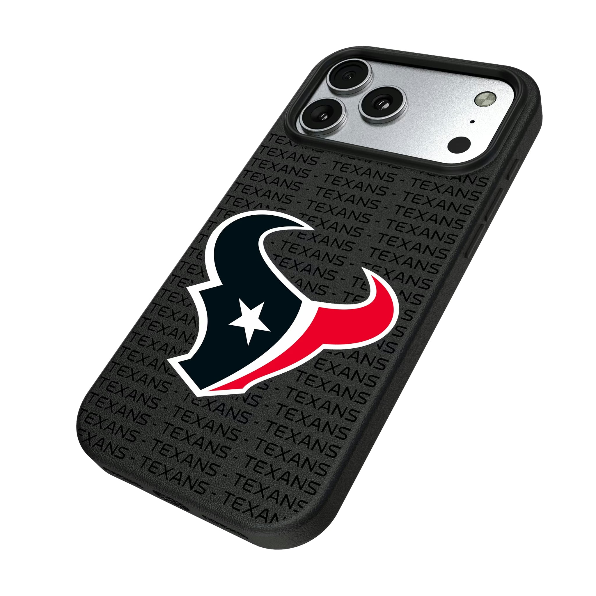 Houston Texans Text Backdrop iPhone MagSafe Compatible Phone Case for Apple iPhone - Isometric View#Device_iPhone 17 Pro Max
