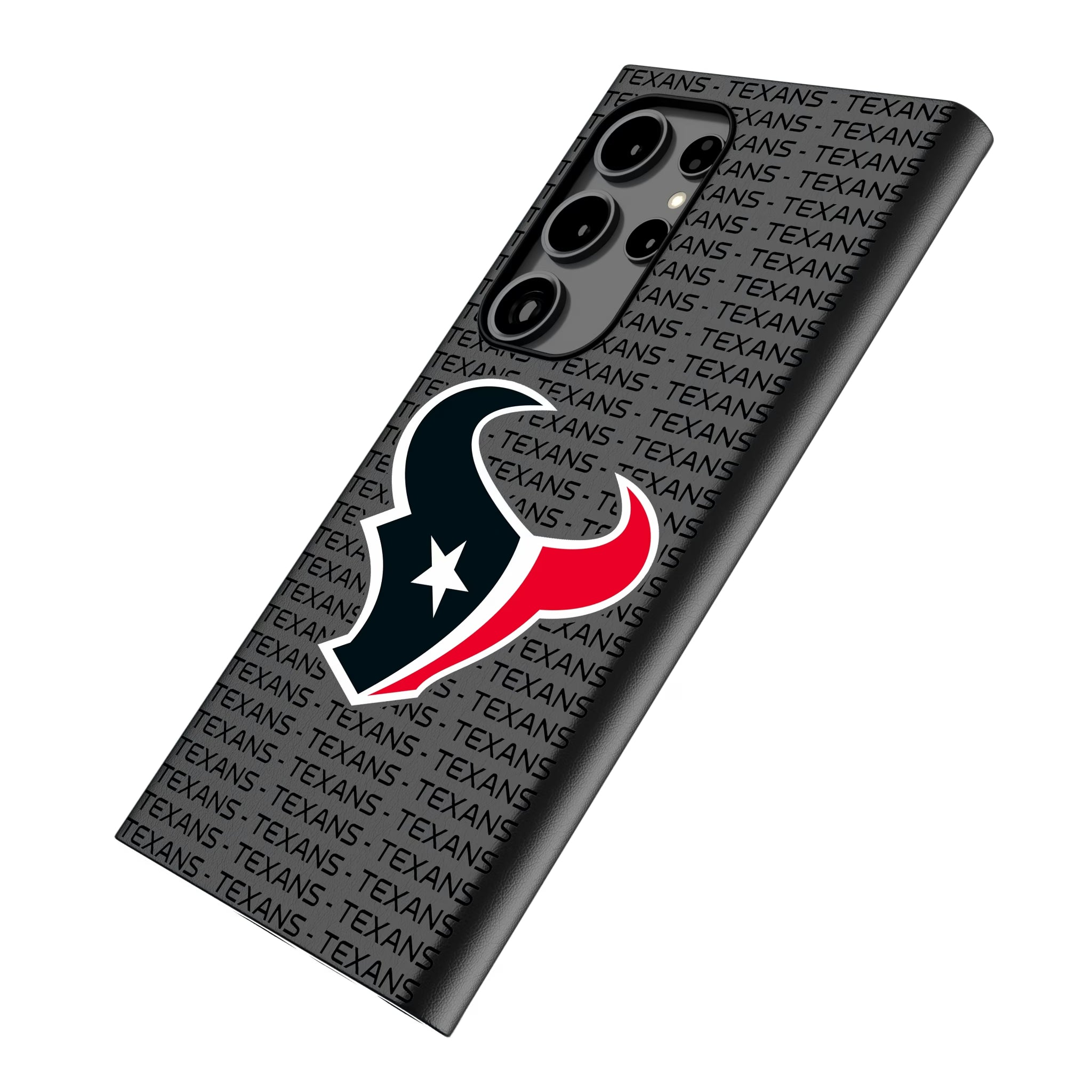Houston Texans Text Backdrop Galaxy MagSafe Compatible Phone Case for Samsung Galaxy - Isometric View
