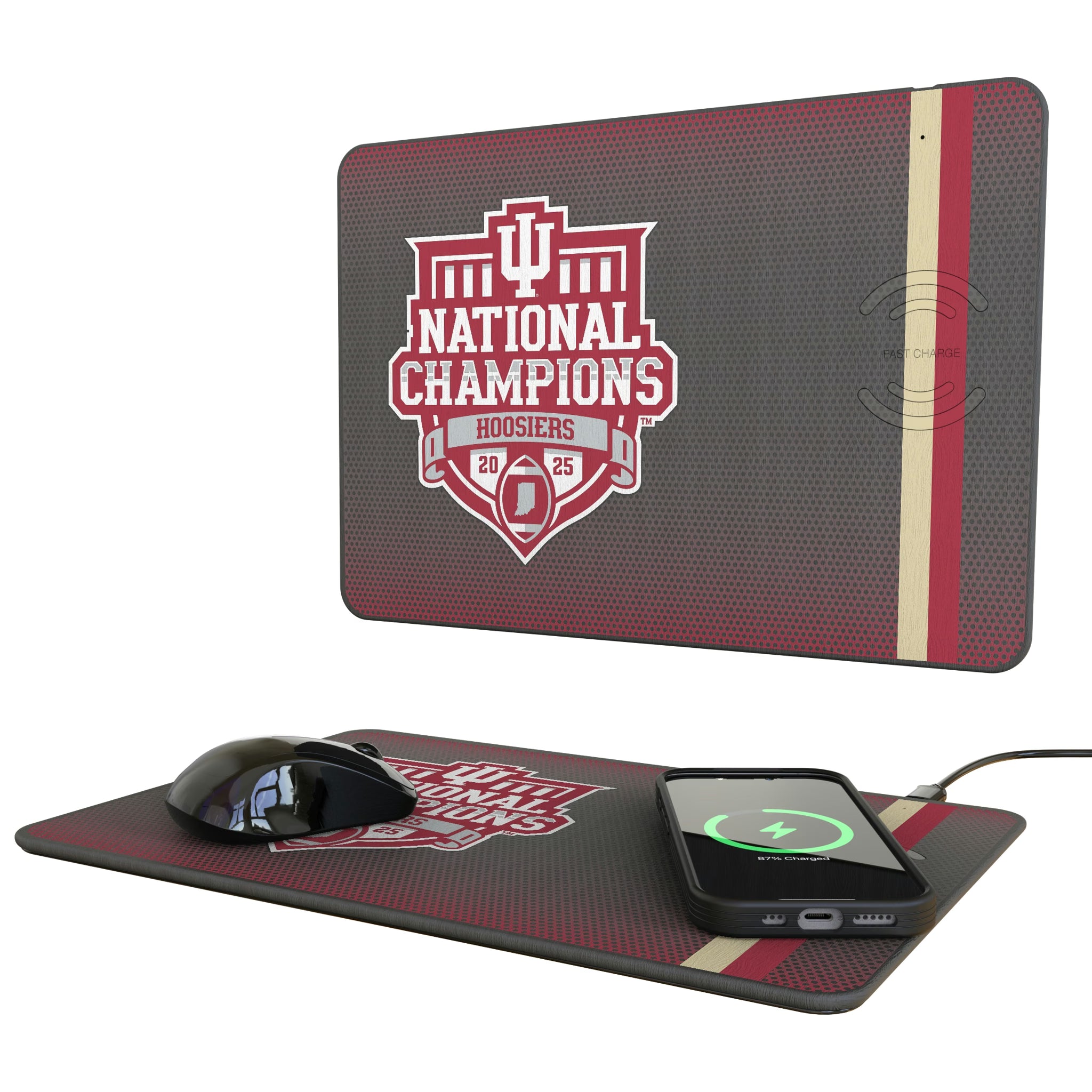 Indiana University Hoosiers 2025 College Football Playoff National Champion 15-Watt Wireless Charger and Mouse Pad