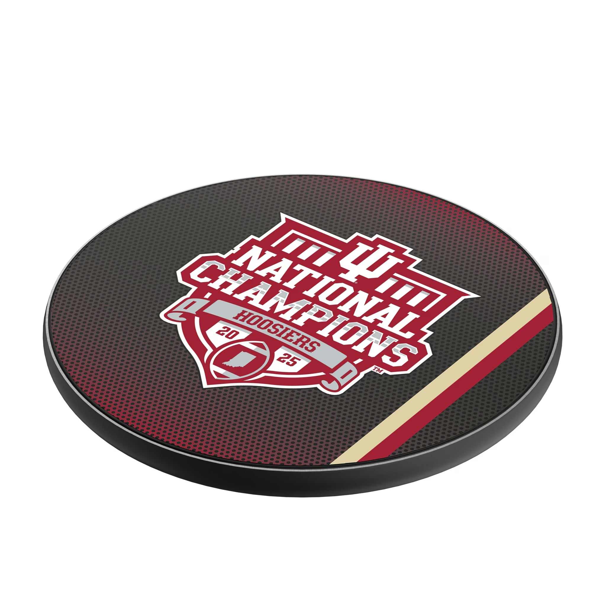 Indiana University Hoosiers 2025 College Football Playoff National Champion 15-Watt Wireless Charger - Isometric View