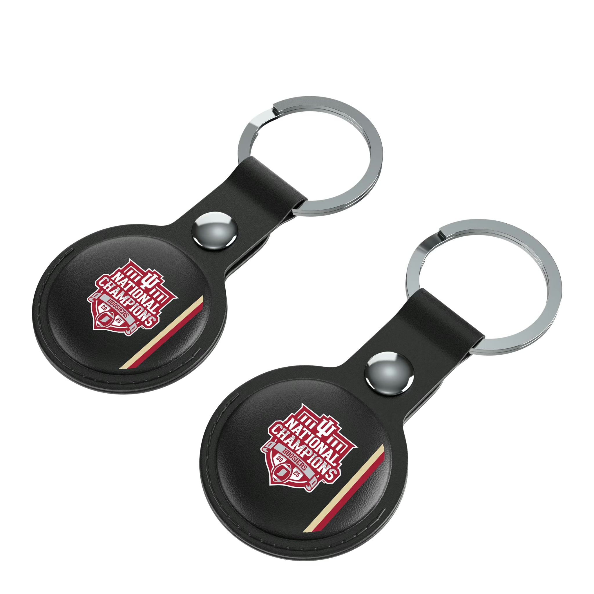 Indiana University Hoosiers 2025 College Football Playoff National Champion AirTag Black Airtag Holder 2-Pack - Isometric View