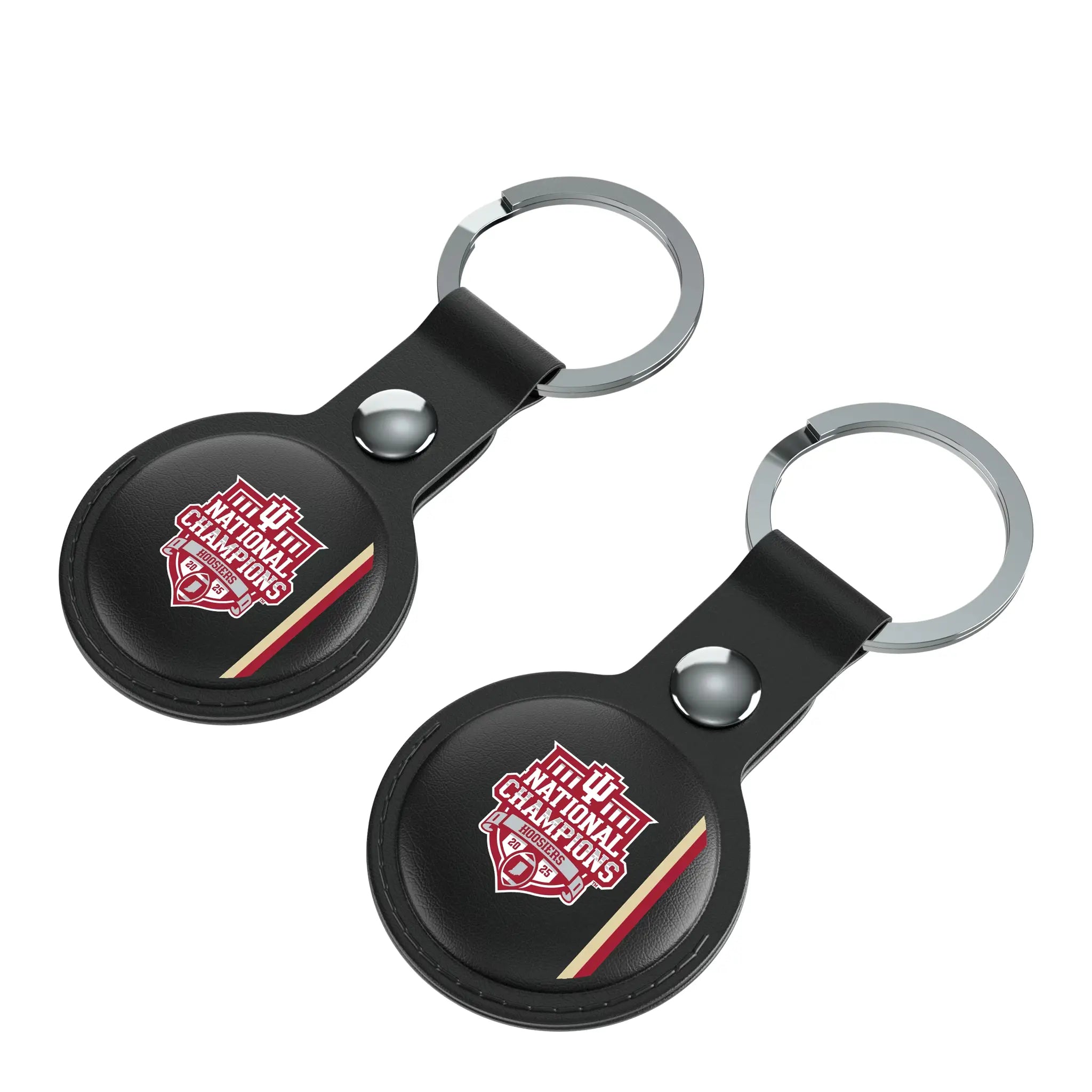 Indiana University Hoosiers 2025 College Football Playoff National Champion AirTag Black Airtag Holder 2-Pack - Isometric View