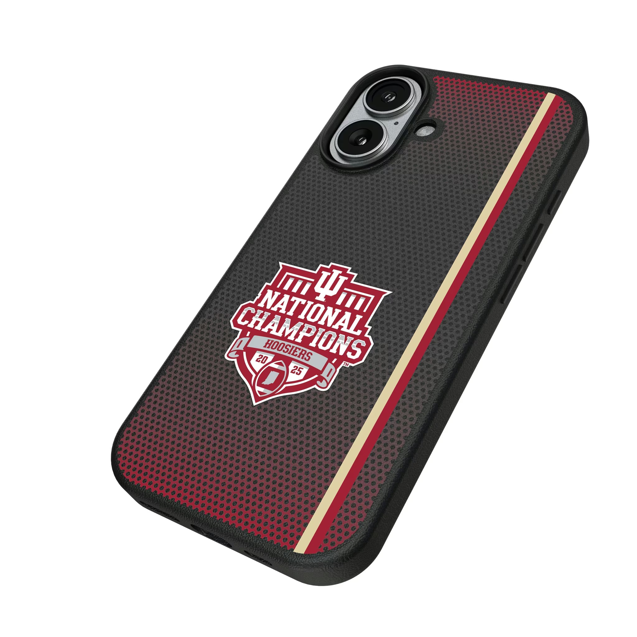 Indiana University Hoosiers 2025 College Football Playoff National Champion iPhone MagSafe Compatible Phone Case for Apple iPhone - Isometric View#Device_iPhone 17