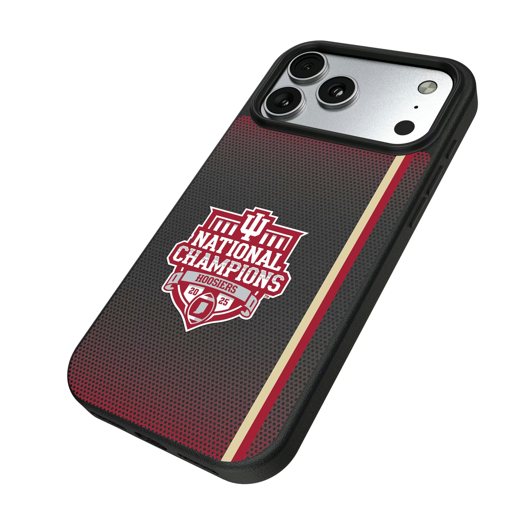 Indiana University Hoosiers 2025 College Football Playoff National Champion iPhone MagSafe Compatible Phone Case for Apple iPhone - Isometric View#Device_iPhone 17 Pro Max