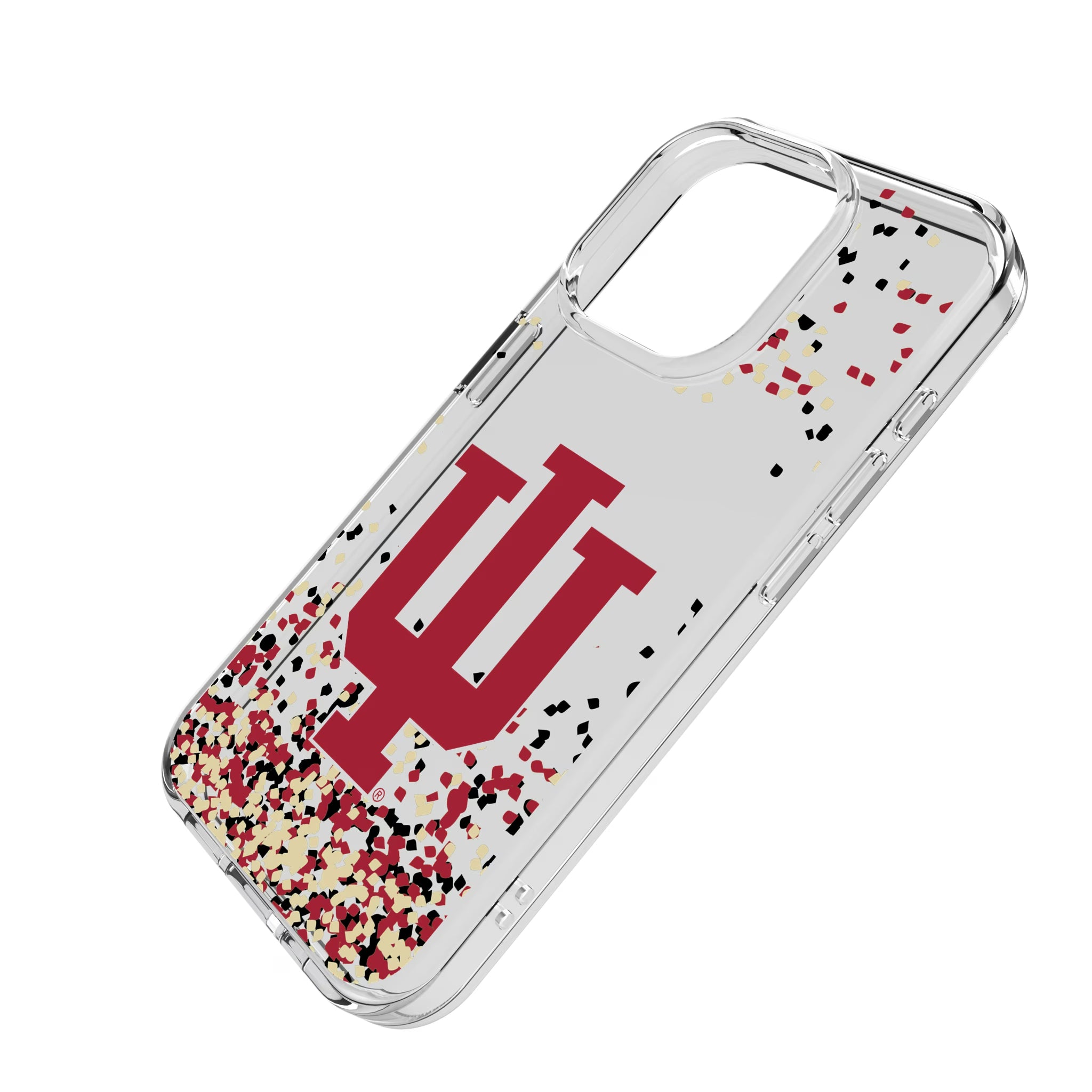 Indiana University Hoosiers Confetti iPhone Clear Phone Case for Apple iPhone - Isometric View