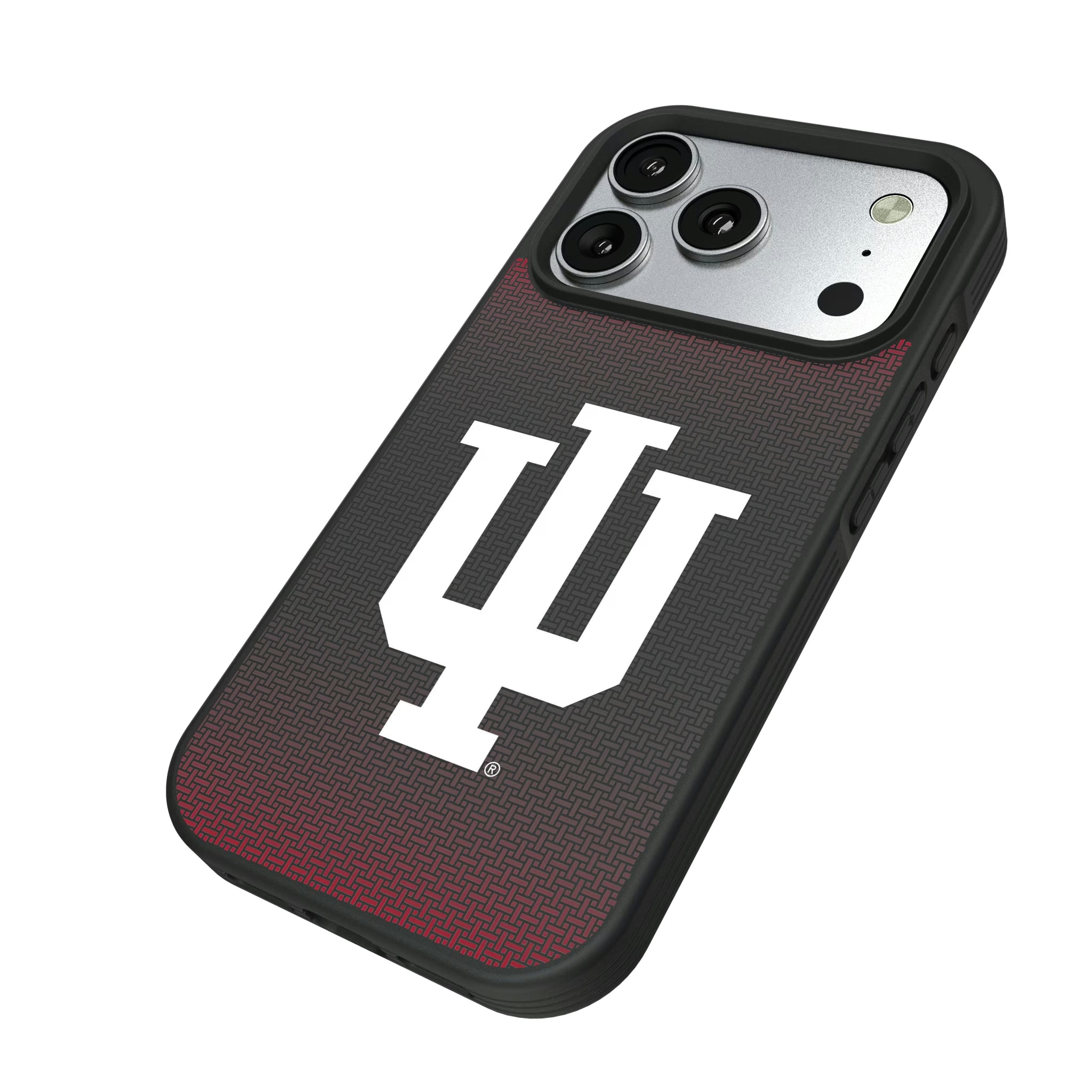 Indiana University Hoosiers Linen iPhone Bump Phone Case for Apple iPhone - Isometric View#Device_iPhone 17 Pro