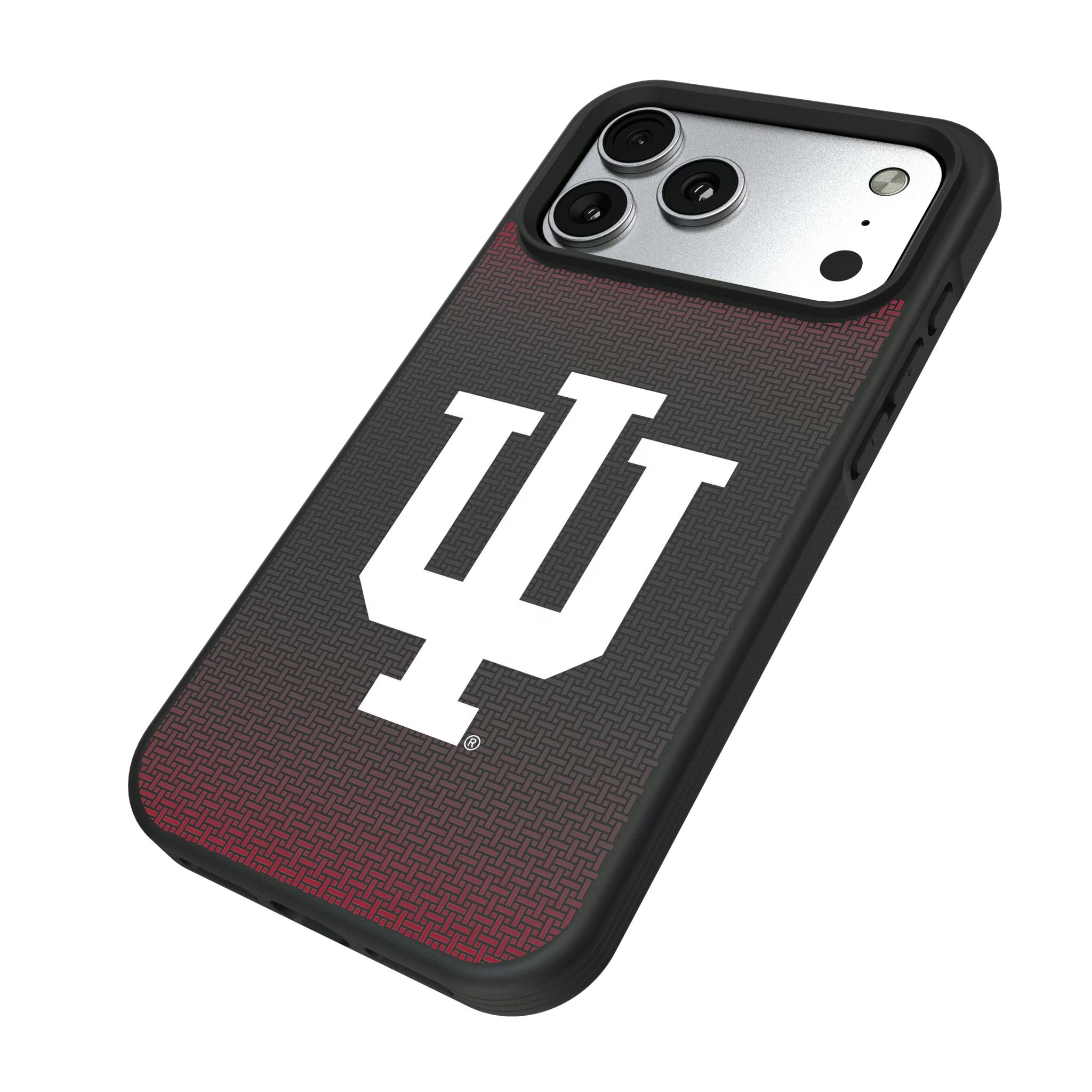 Indiana University Hoosiers Linen iPhone Bump Phone Case for Apple iPhone - Isometric View#Device_iPhone 17 Pro Max
