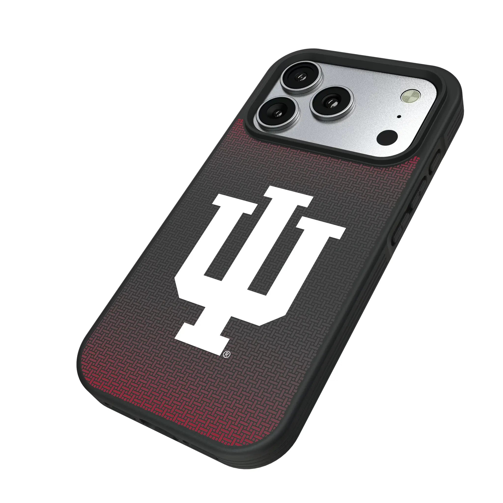 Indiana University Hoosiers Linen iPhone Bump Phone Case for Apple iPhone - Isometric View#Device_iPhone 17 Pro