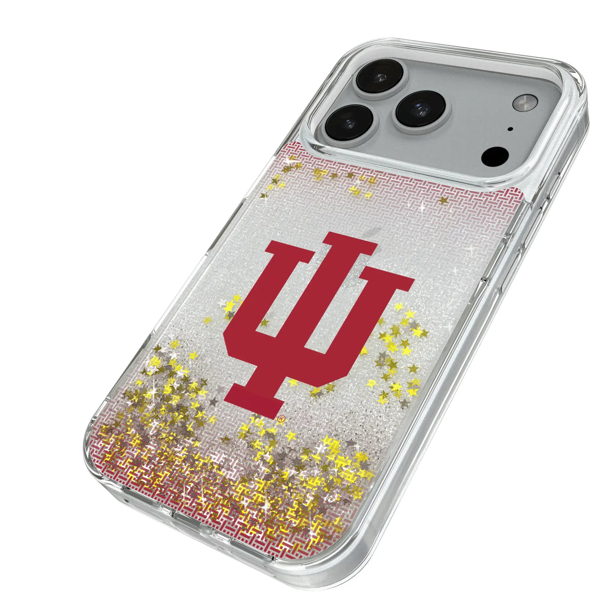 Indiana University Hoosiers Linen iPhone Glitter Phone Case for Apple iPhone - Isometric View#Device_iPhone 18 Pro