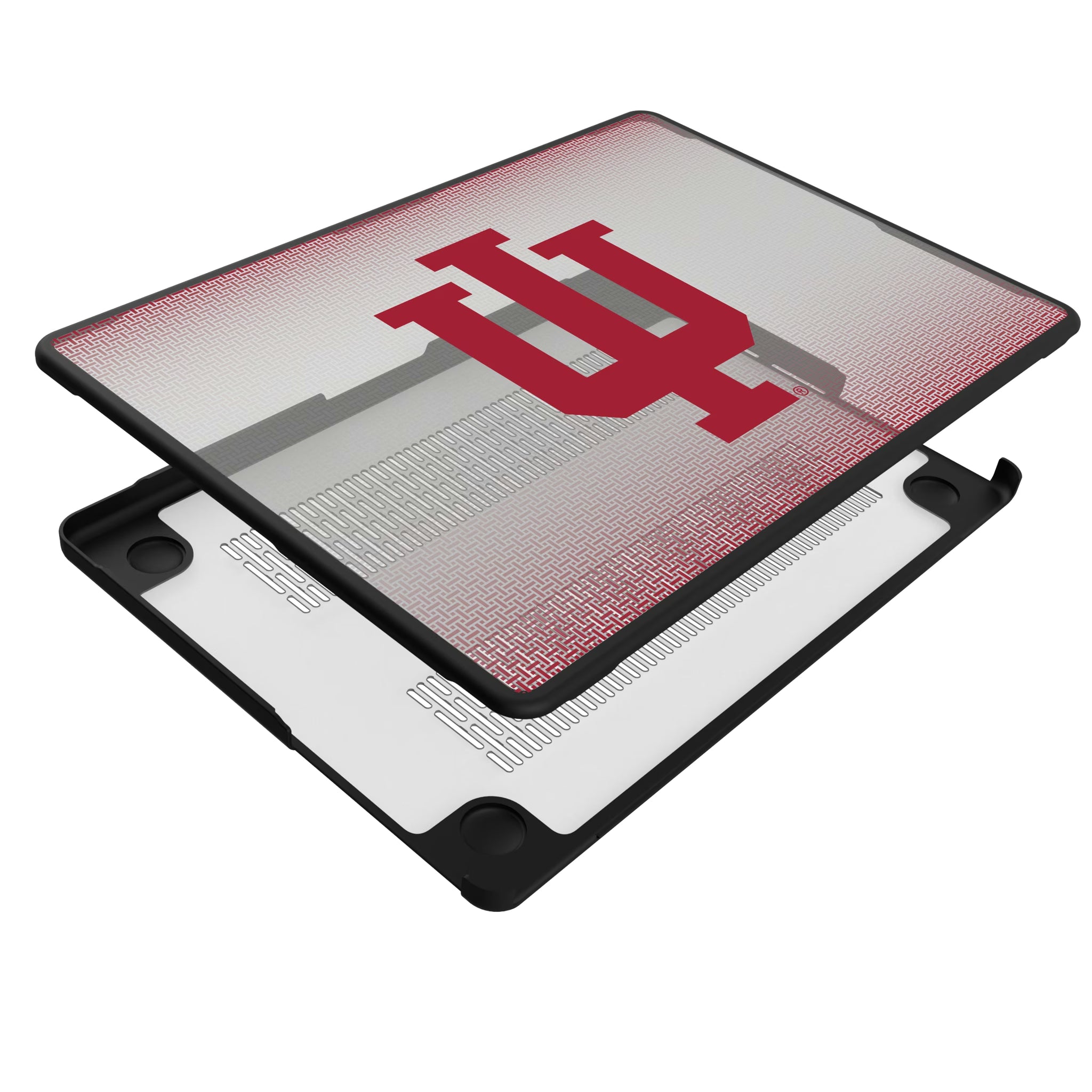 Indiana University Hoosiers Linen MacBook Laptop Case for Apple MacBook - Isometric View#Device_MacBook Pro (14-inch, 2021) / MacBook Pro (14-inch, 2023) / MacBook Pro (14-inch, 2024)