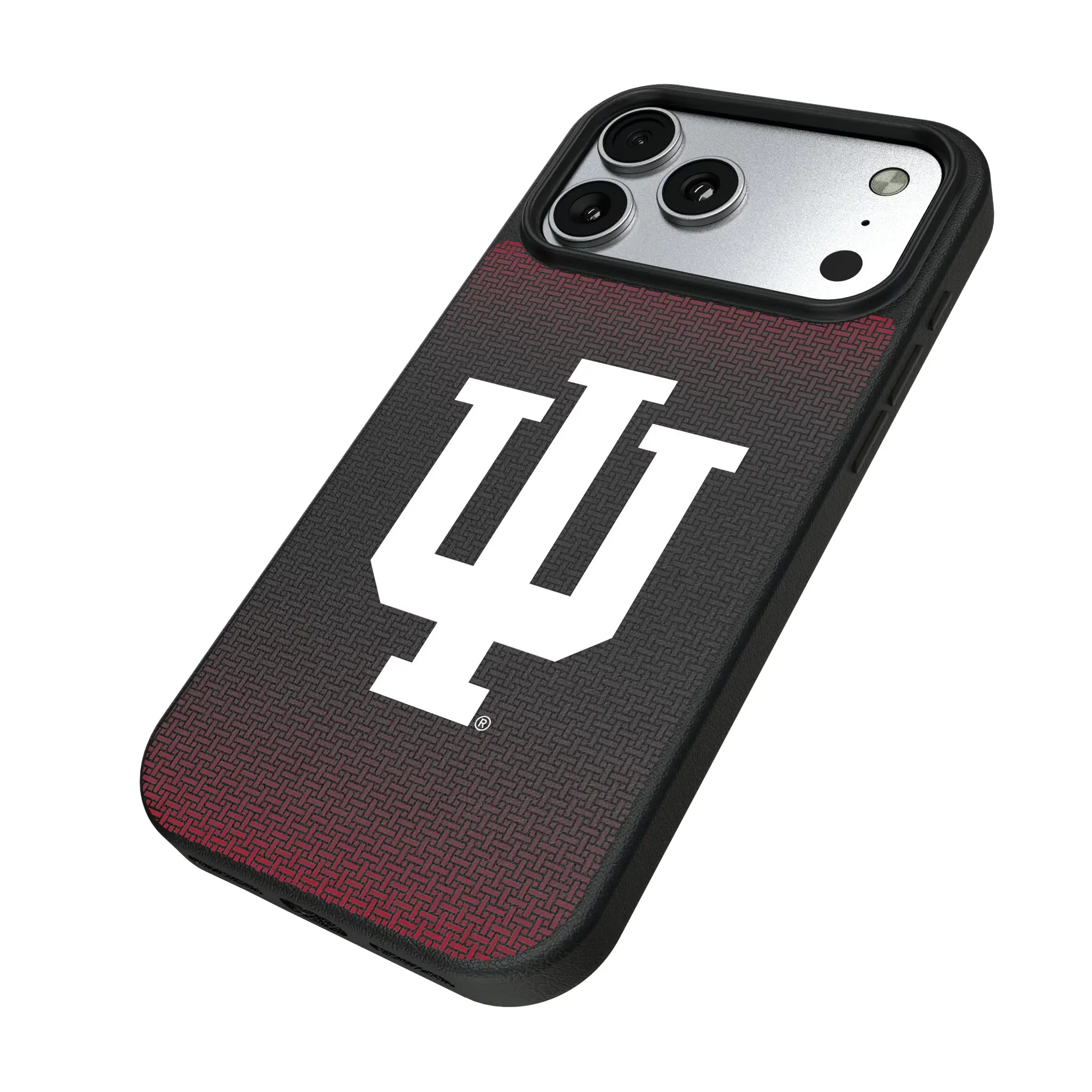 Indiana University Hoosiers Linen iPhone MagSafe Compatible Phone Case for Apple iPhone - Isometric View#Device_iPhone 17 Pro Max