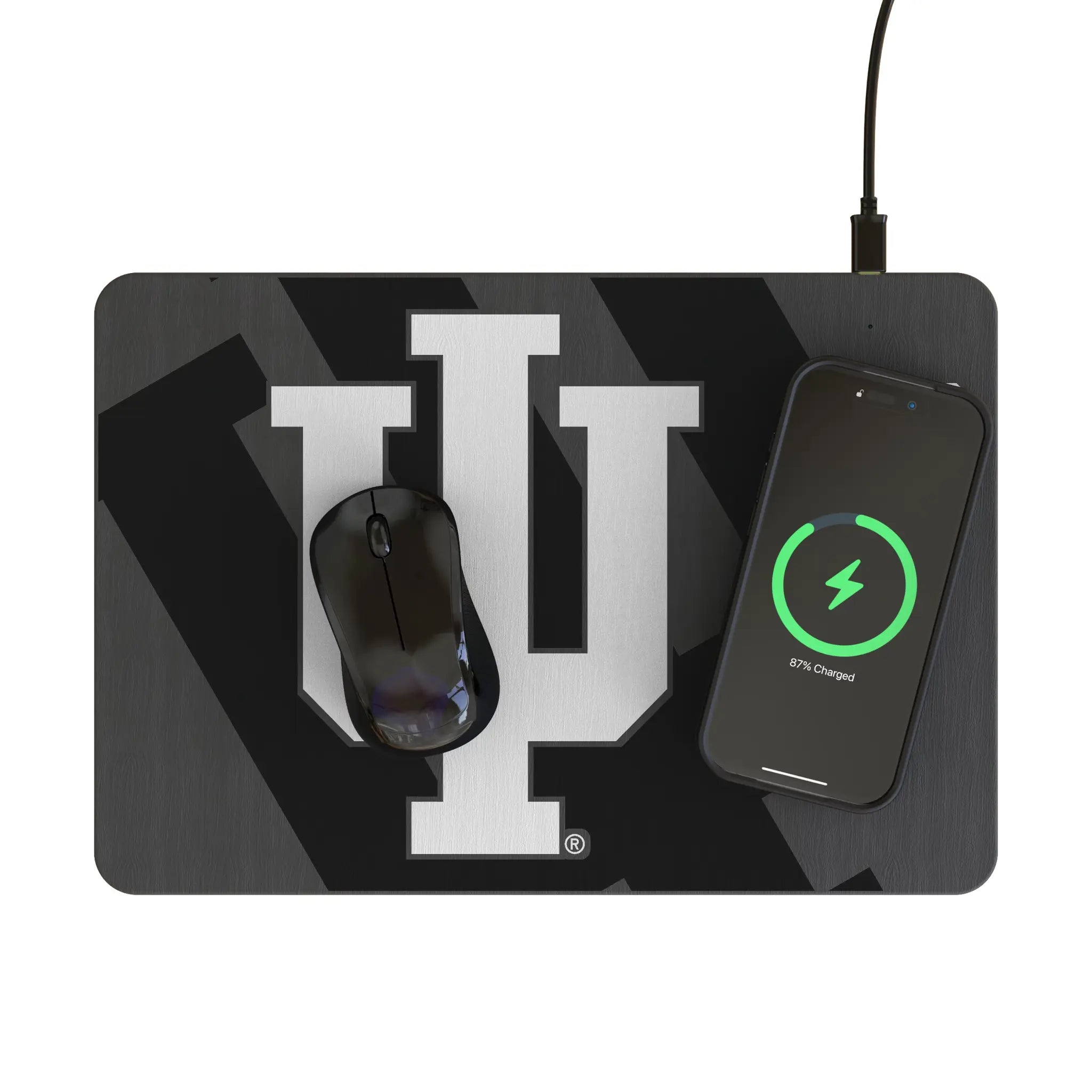 Indiana University Hoosiers Monocolor Tilt 15-Watt Wireless Charger and Mouse Pad - Lifestyle