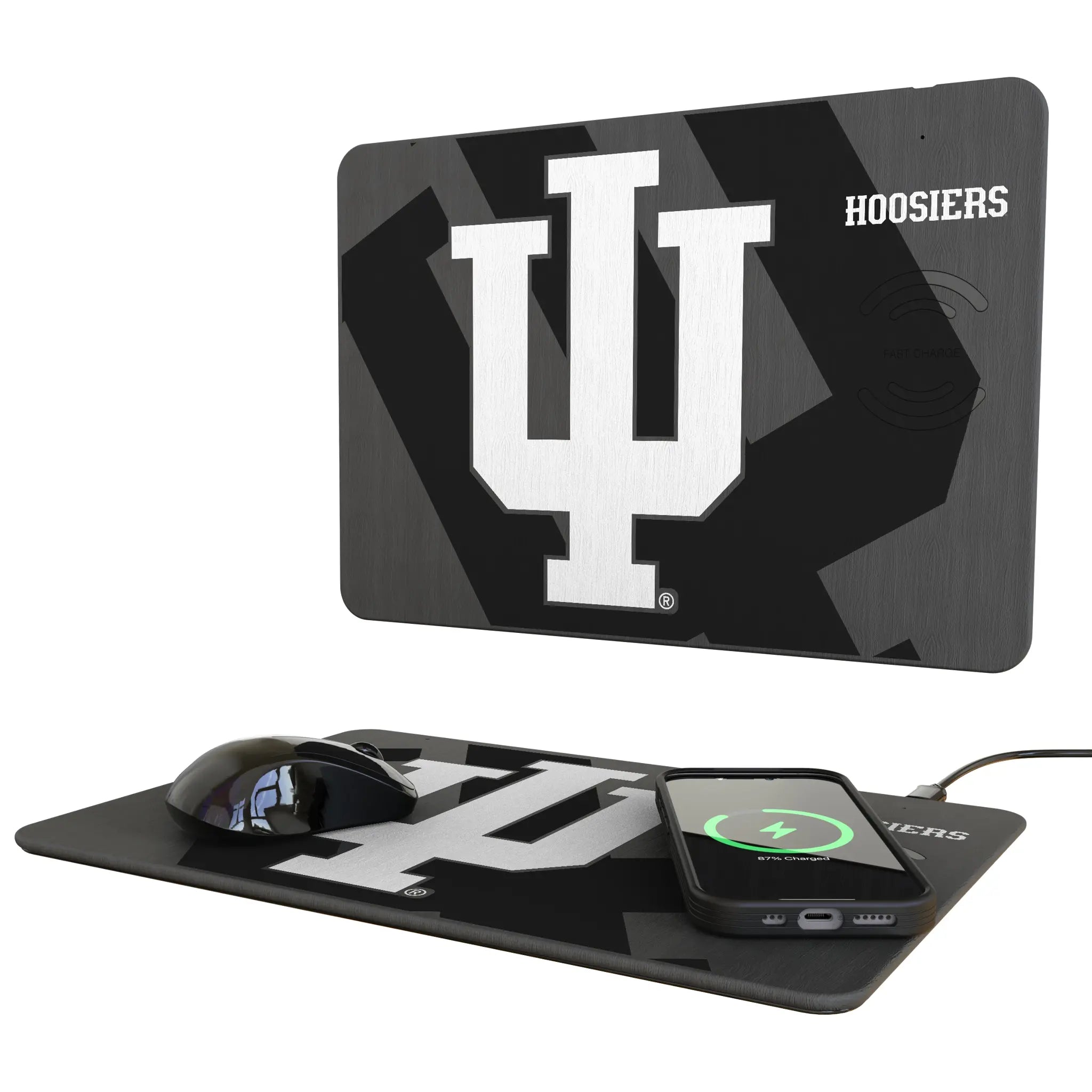 Indiana University Hoosiers Monocolor Tilt 15-Watt Wireless Charger and Mouse Pad