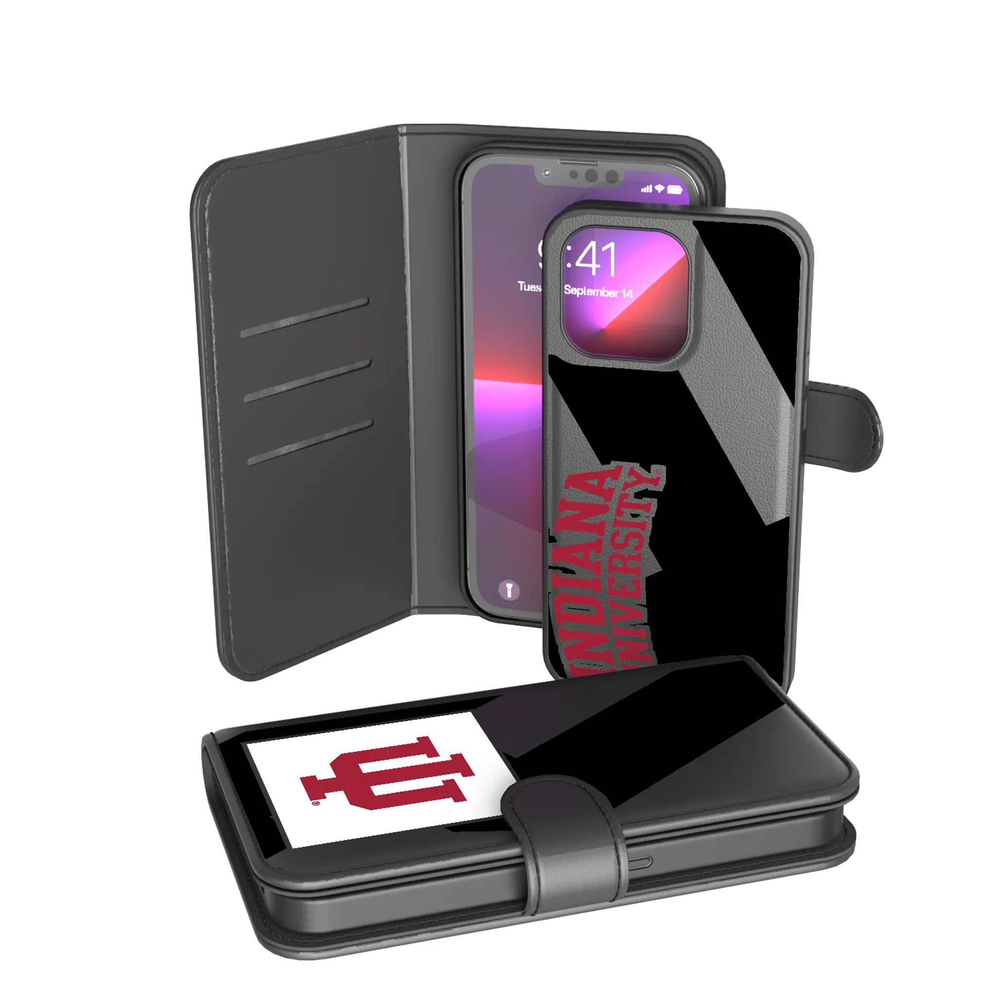 Indiana University Hoosiers Monocolor Tilt iPhone Wallet Phone Case for Apple iPhone