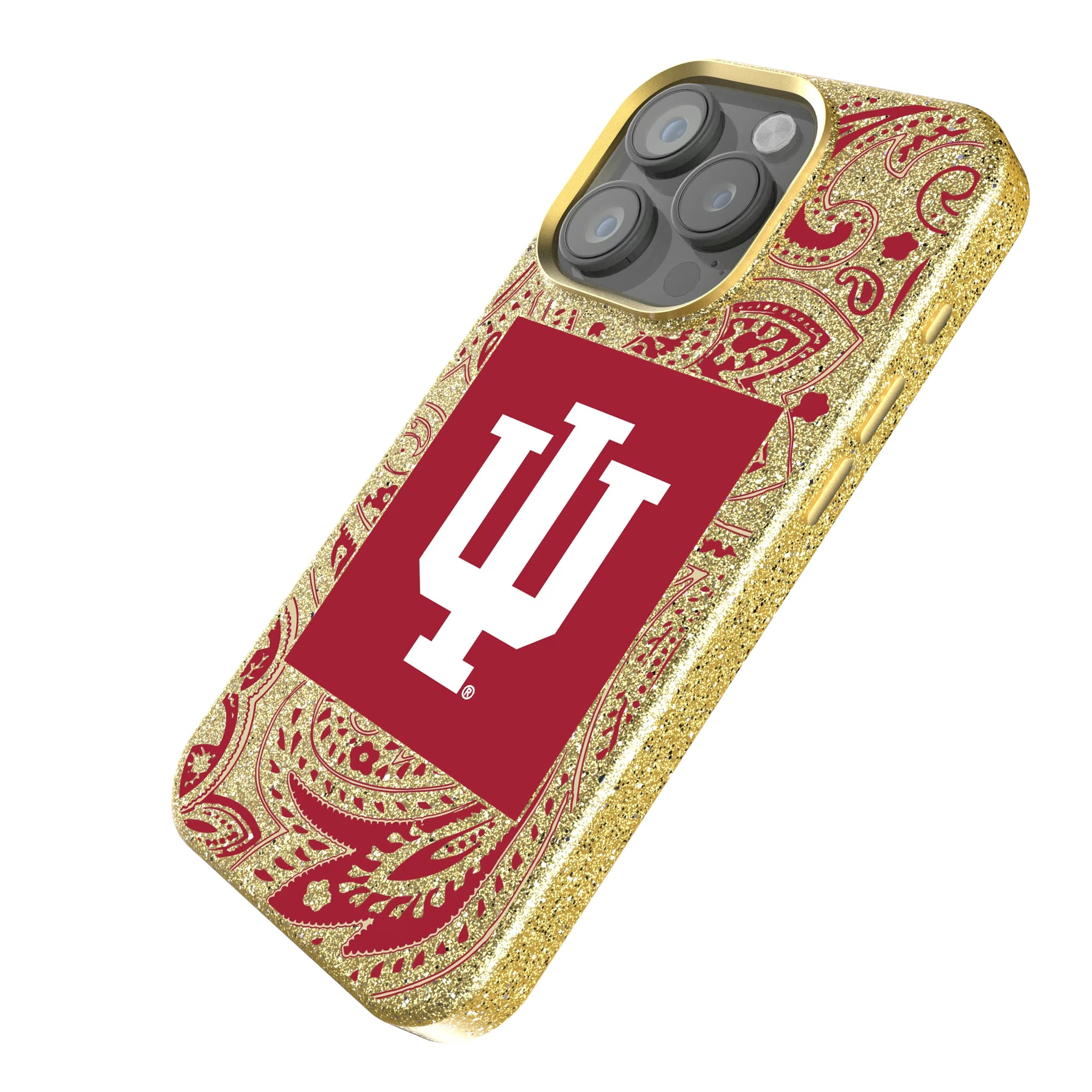 Indiana University Hoosiers Paisley iPhone Bling Phone Case for Apple iPhone - Isometric View