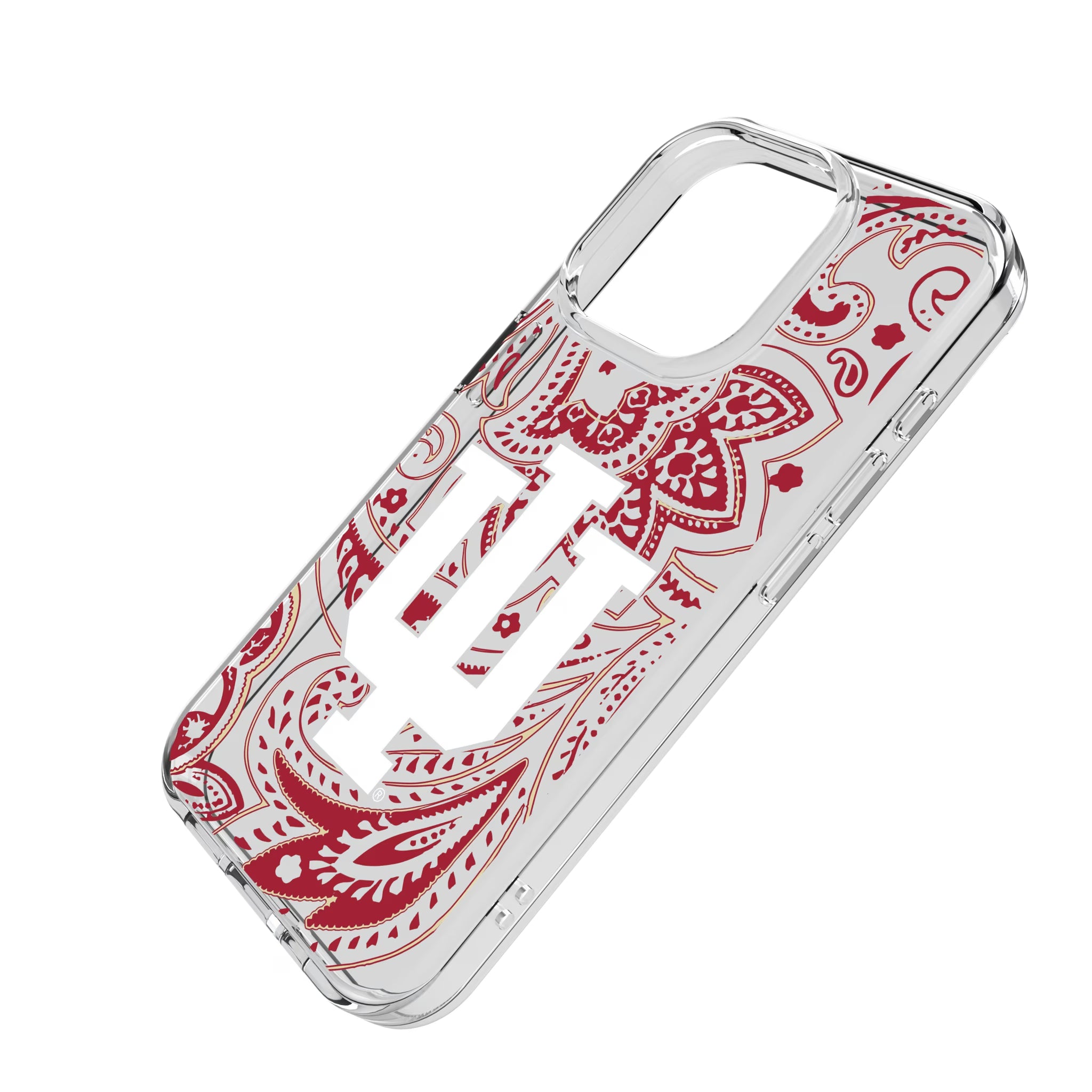 Indiana University Hoosiers Paisley iPhone Clear Phone Case for Apple iPhone - Isometric View
