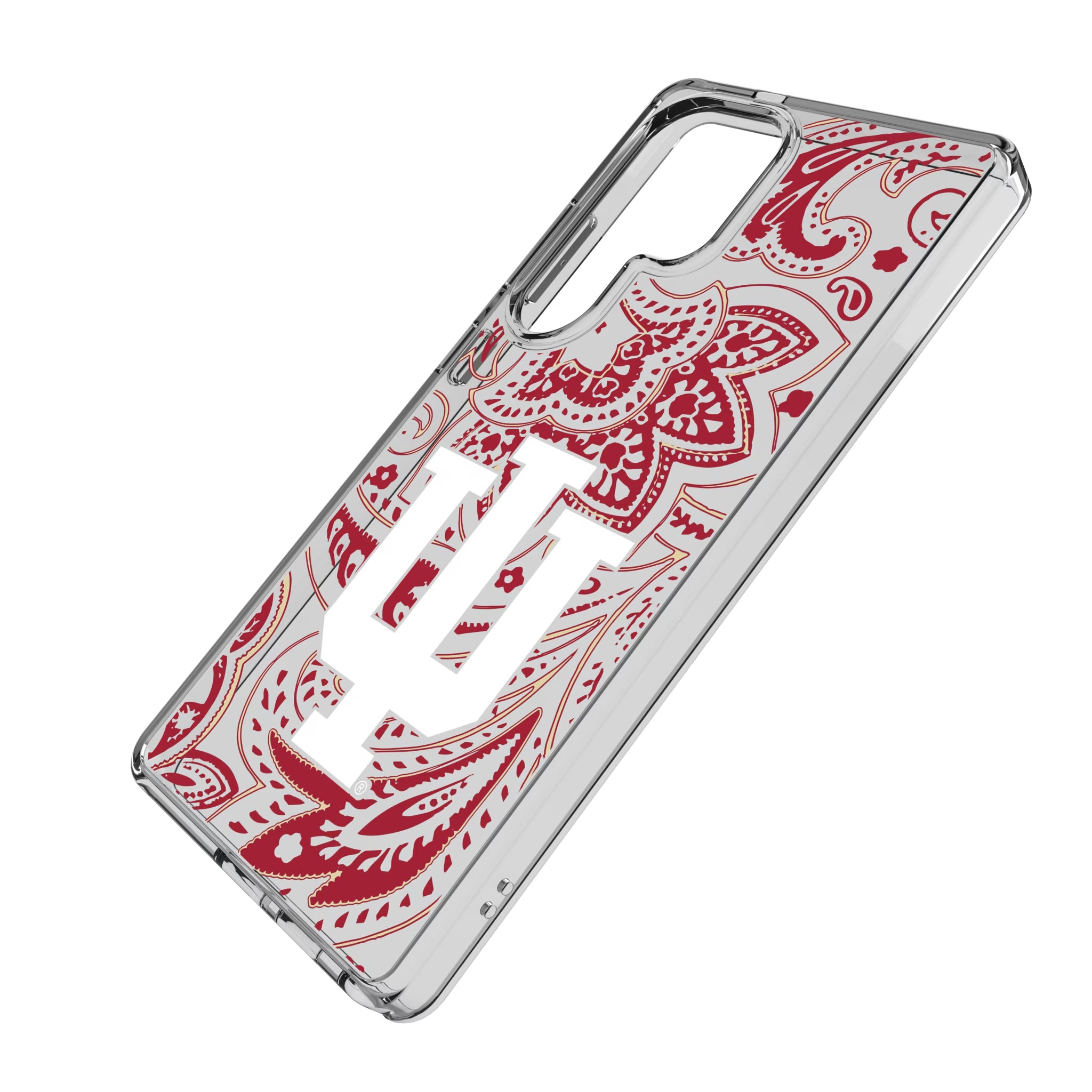 Indiana University Hoosiers Paisley Galaxy Clear Phone Case for Samsung Galaxy - Isometric View