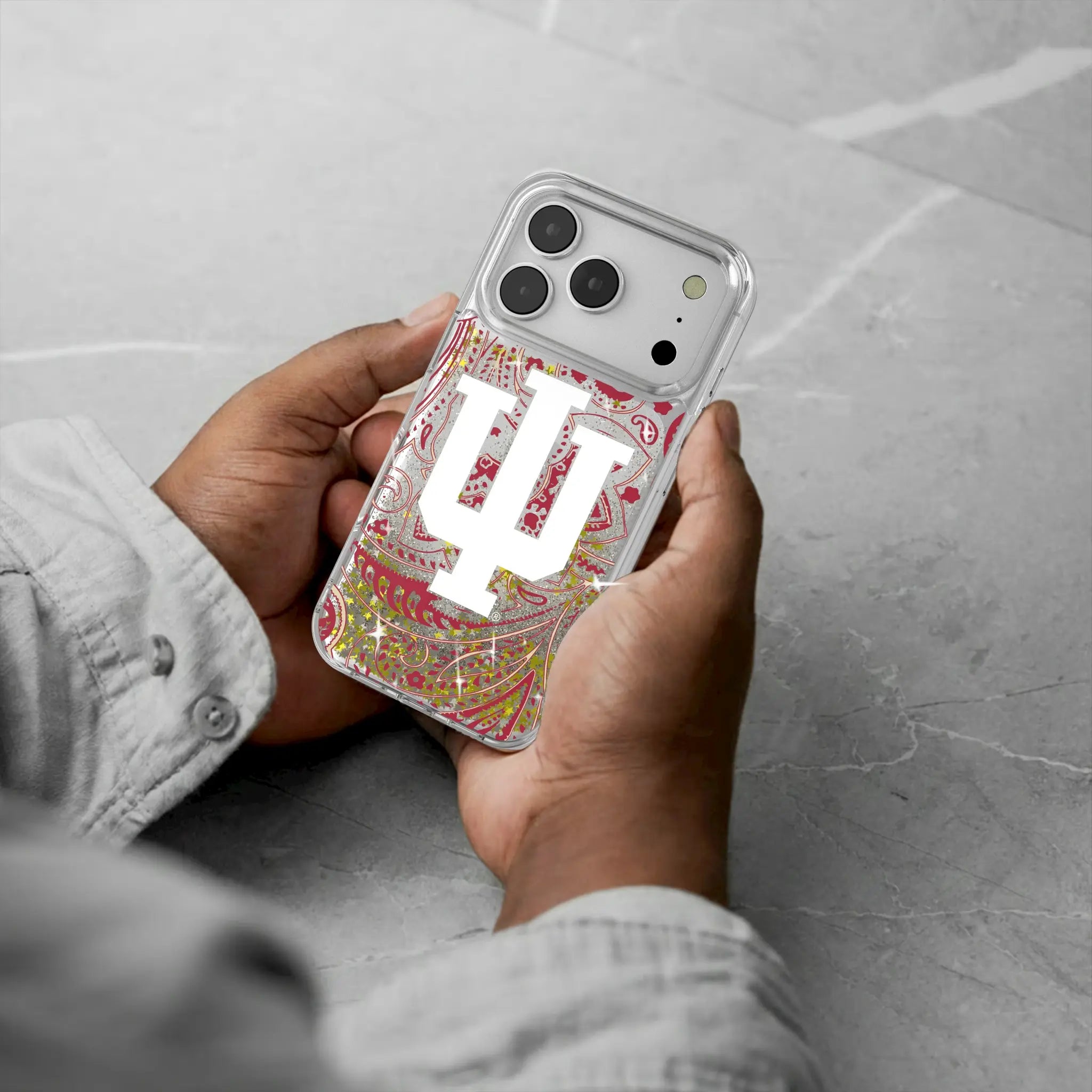Indiana University Hoosiers Paisley iPhone Glitter Phone Case for Apple iPhone - Lifestyle