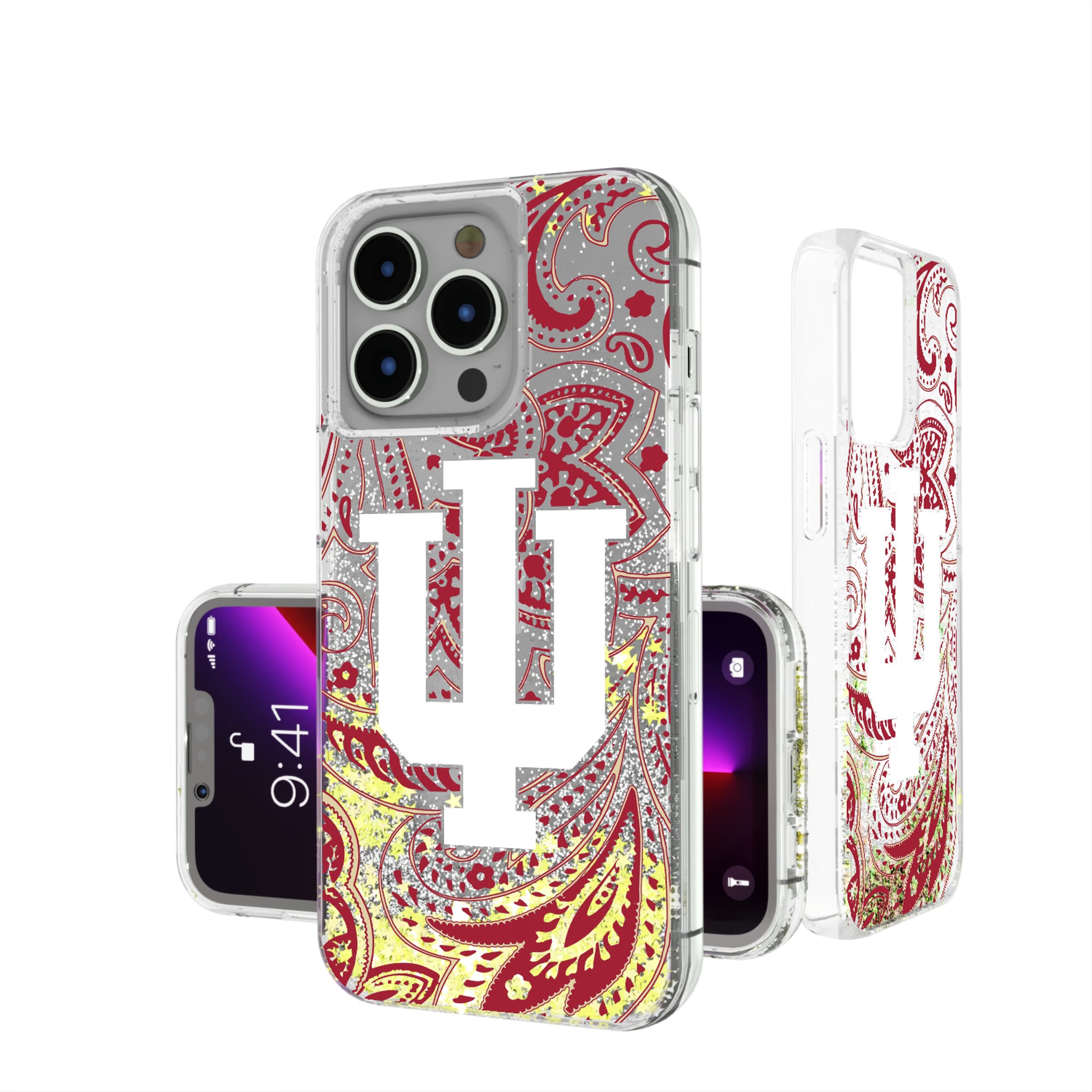 Indiana University Hoosiers Paisley iPhone Glitter Phone Case for Apple iPhone