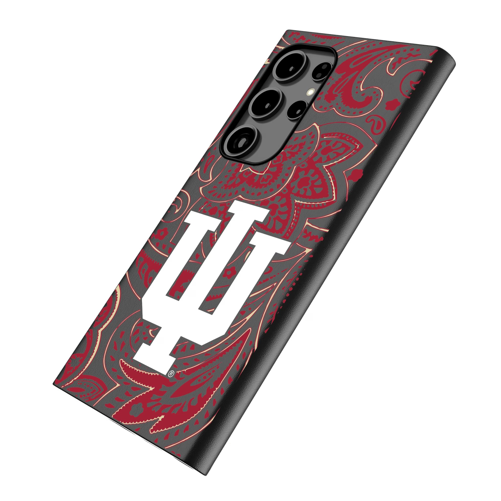 Indiana University Hoosiers Paisley Galaxy MagSafe Compatible Phone Case for Samsung Galaxy - Isometric View