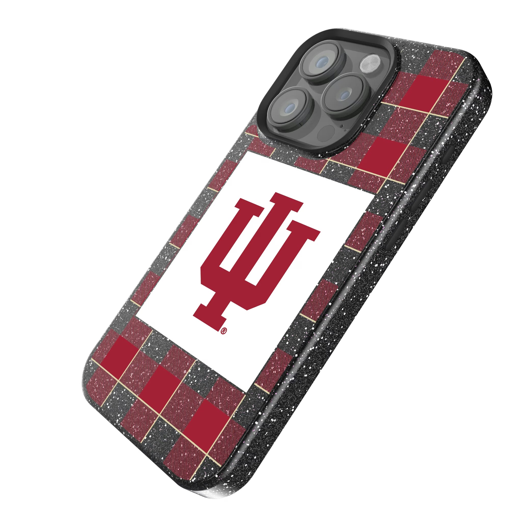 Indiana University Hoosiers Plaid iPhone Bling Phone Case for Apple iPhone - Isometric View