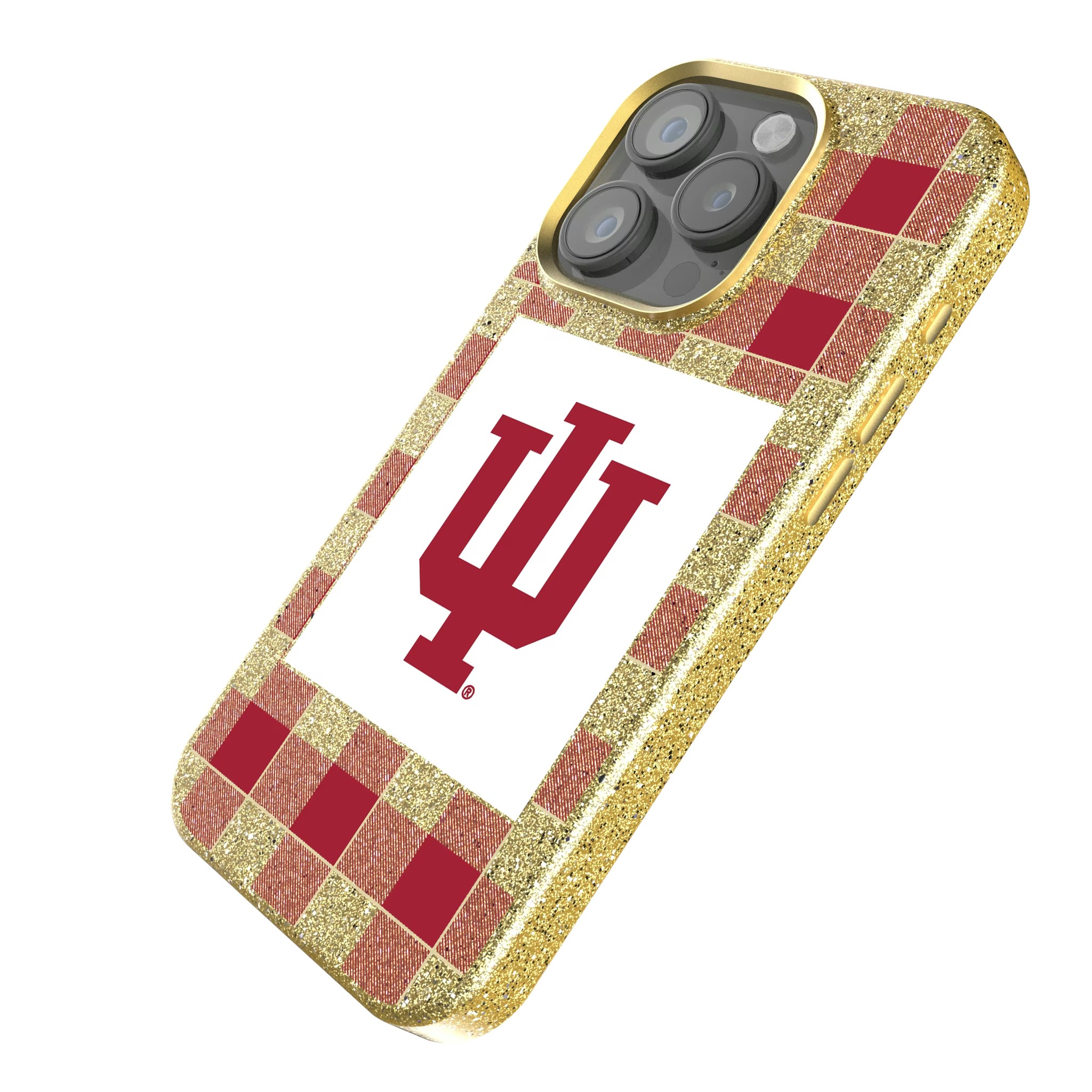 Indiana University Hoosiers Plaid iPhone Bling Phone Case for Apple iPhone - Isometric View