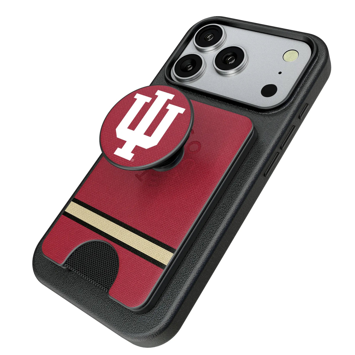 Indiana University Hoosiers Stripe Popsockets Wallet Magnetic - Isometric View
