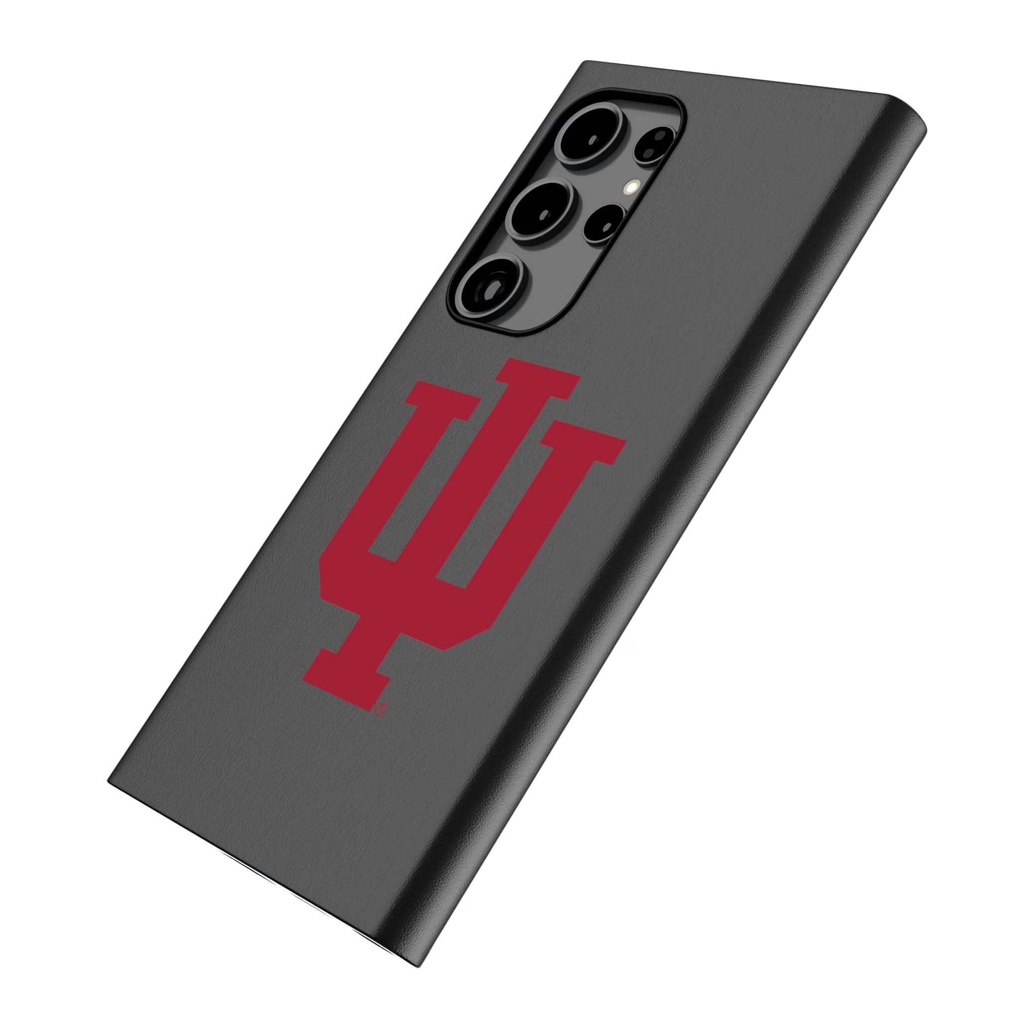 Indiana University Hoosiers Text Backdrop Galaxy MagSafe Compatible Phone Case for Samsung Galaxy - Isometric View