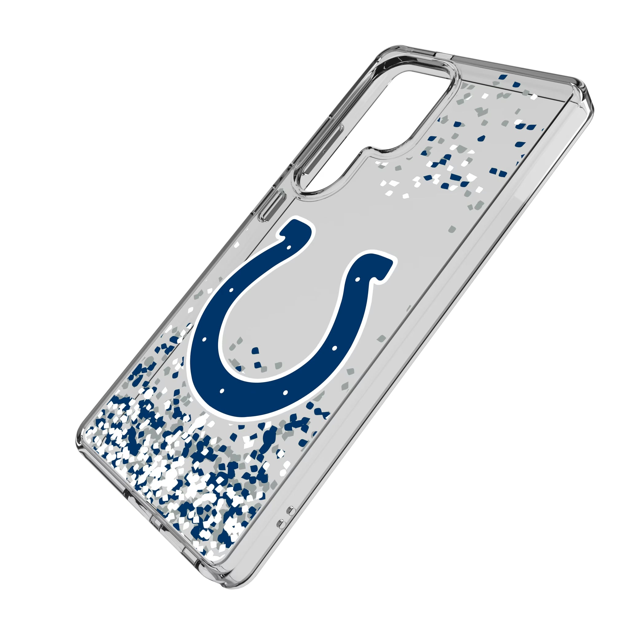 Indianapolis Colts Confetti Galaxy Clear Phone Case for Samsung Galaxy - Isometric View