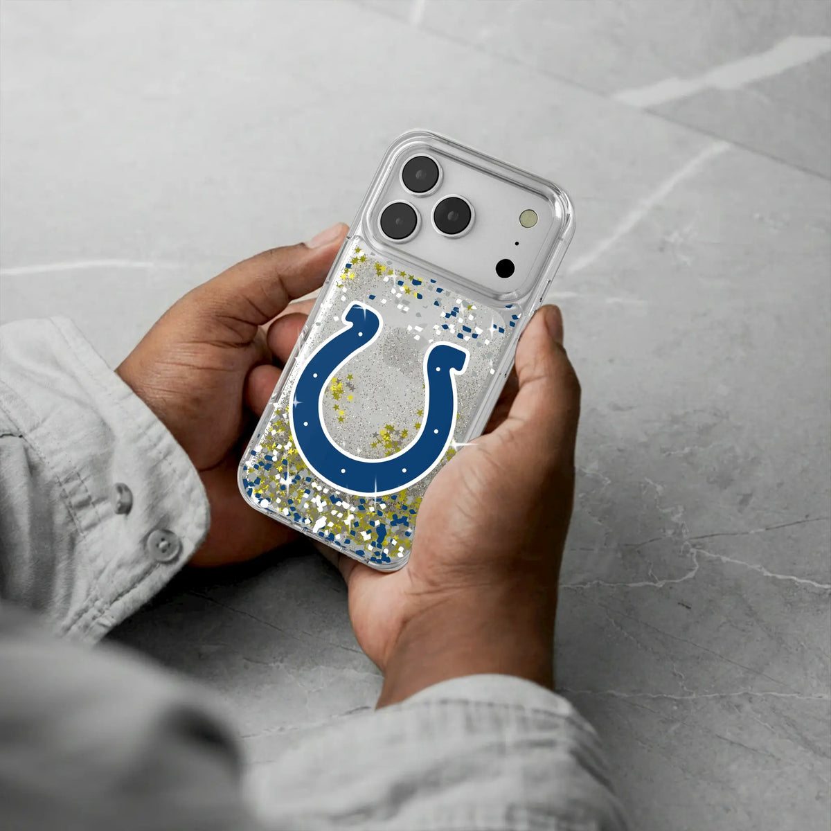 Indianapolis Colts Confetti iPhone Glitter Phone Case for Apple iPhone - Lifestyle#Device_iPhone 18 Pro