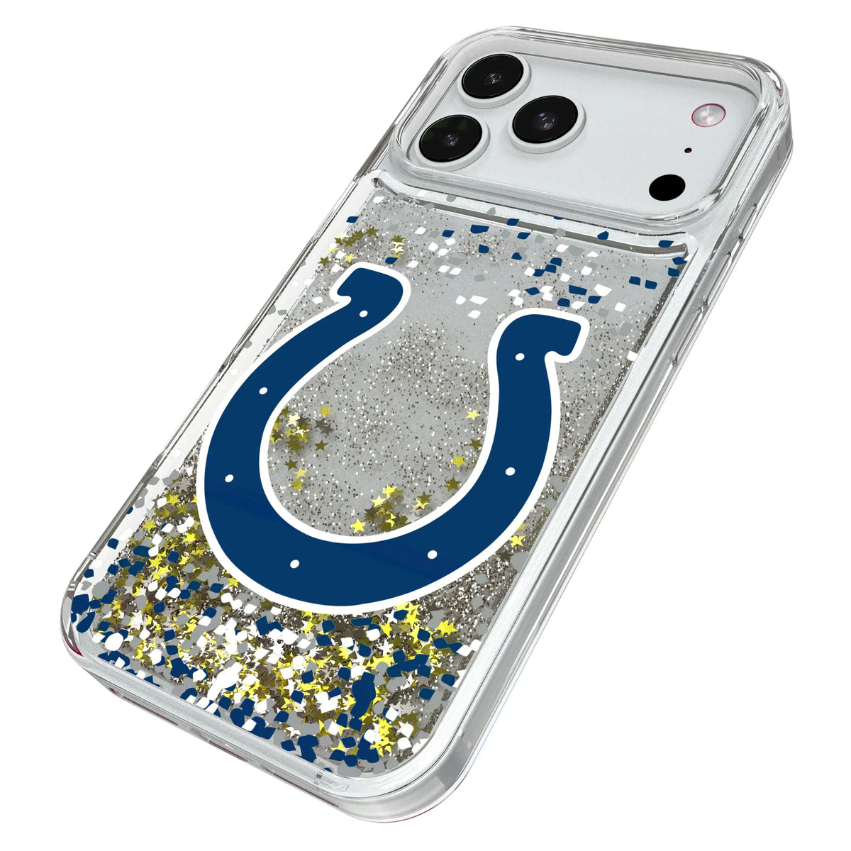Indianapolis Colts Confetti iPhone Glitter Phone Case for Apple iPhone - Isometric View#Device_iPhone 18 Pro Max