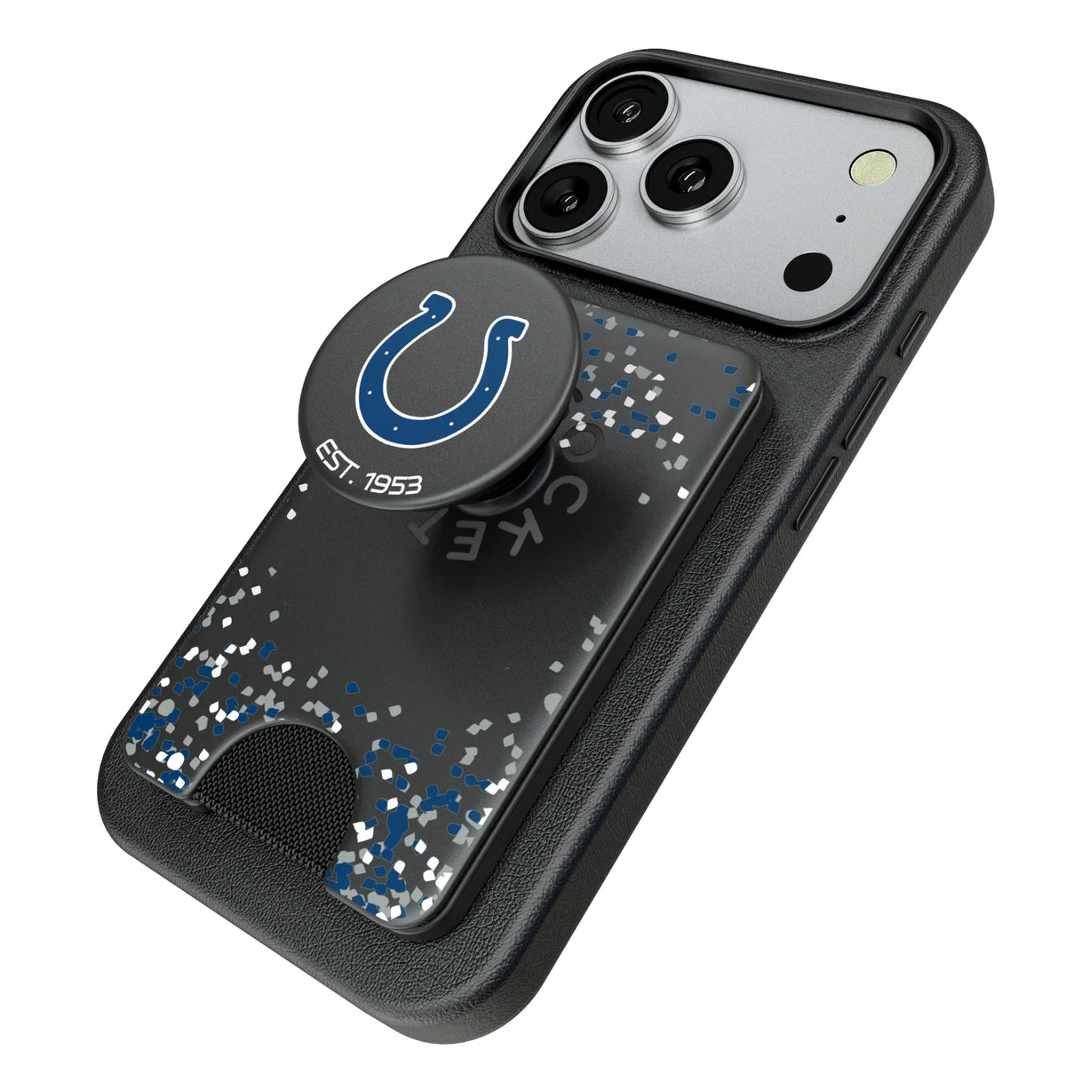 Indianapolis Colts Confetti Popsockets Wallet Magnetic - Isometric View