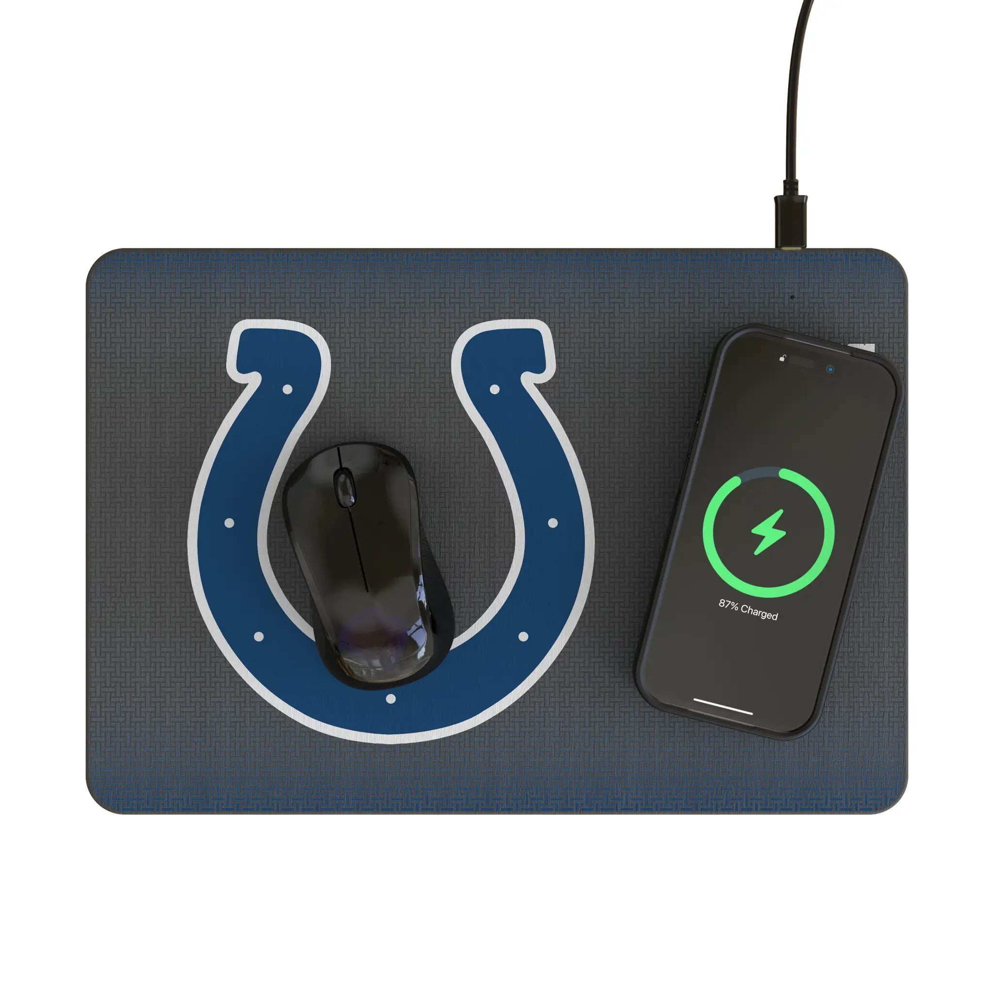 Indianapolis Colts Linen 15-Watt Wireless Charger and Mouse Pad - Lifestyle