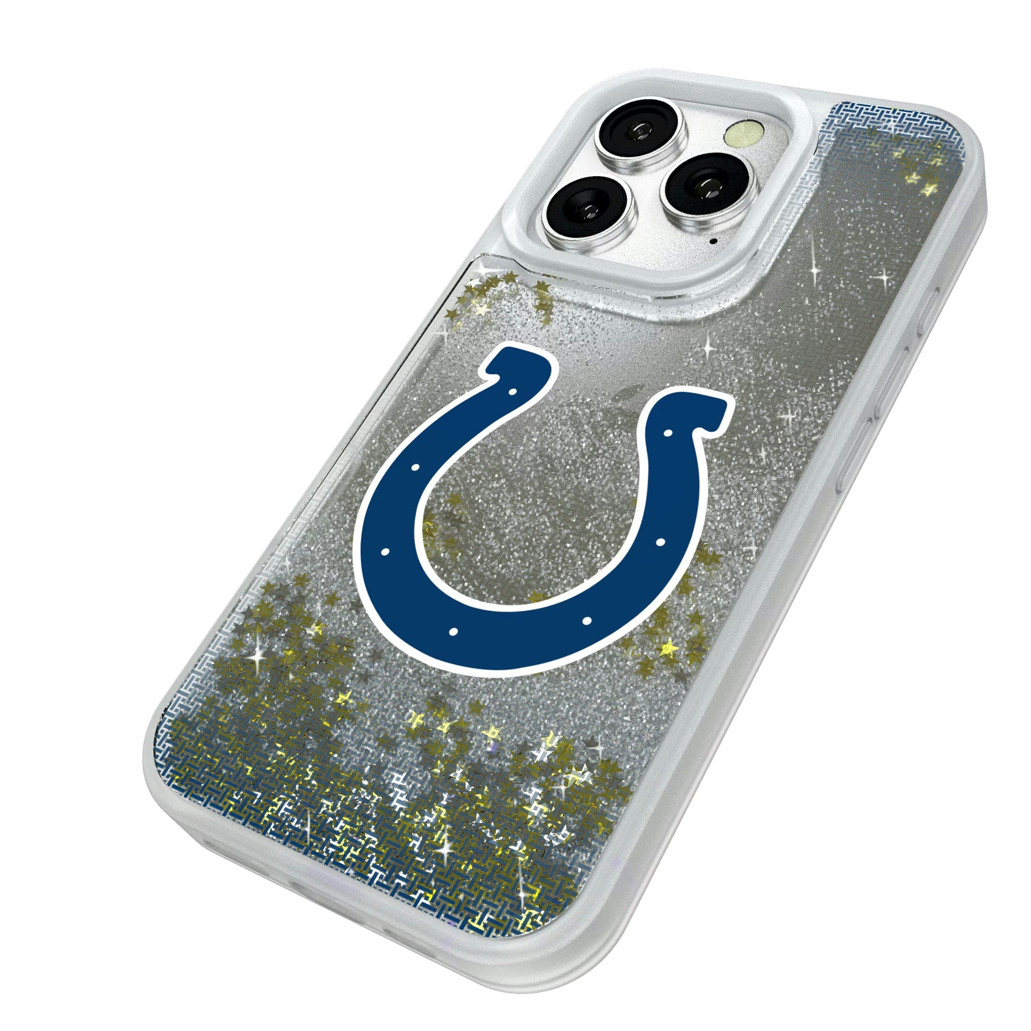 Indianapolis Colts Linen iPhone Glitter Phone Case for Apple iPhone - Isometric View#Device_iPhone 16 Pro
