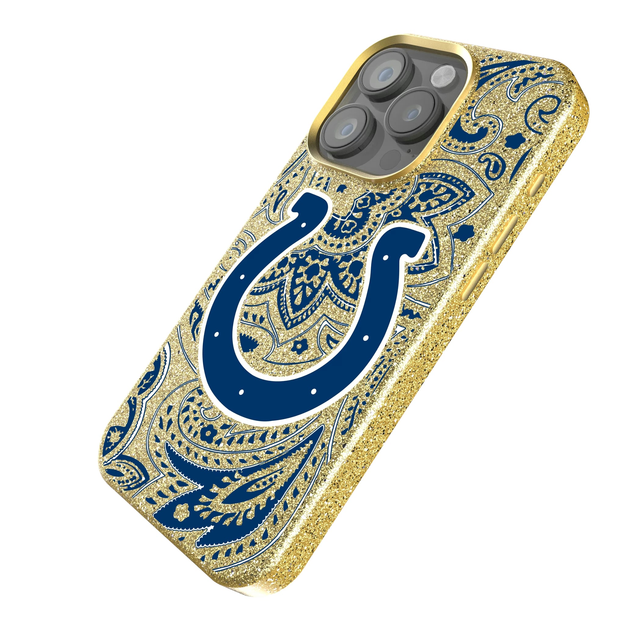 Indianapolis Colts Paisley iPhone Bling Phone Case for Apple iPhone - Isometric View