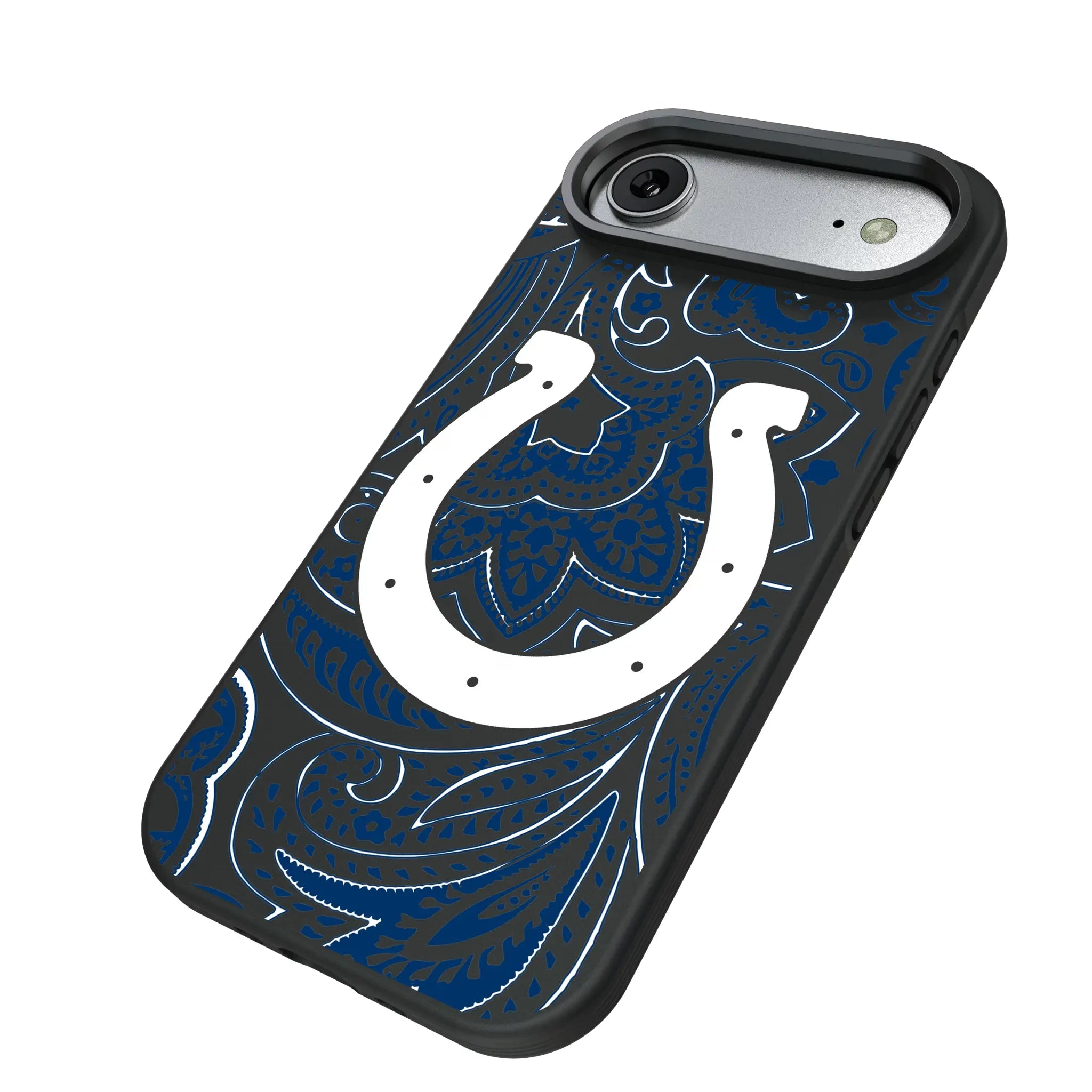 Indianapolis Colts Paisley iPhone Bump Phone Case for Apple iPhone - Isometric View#Device_iPhone Air