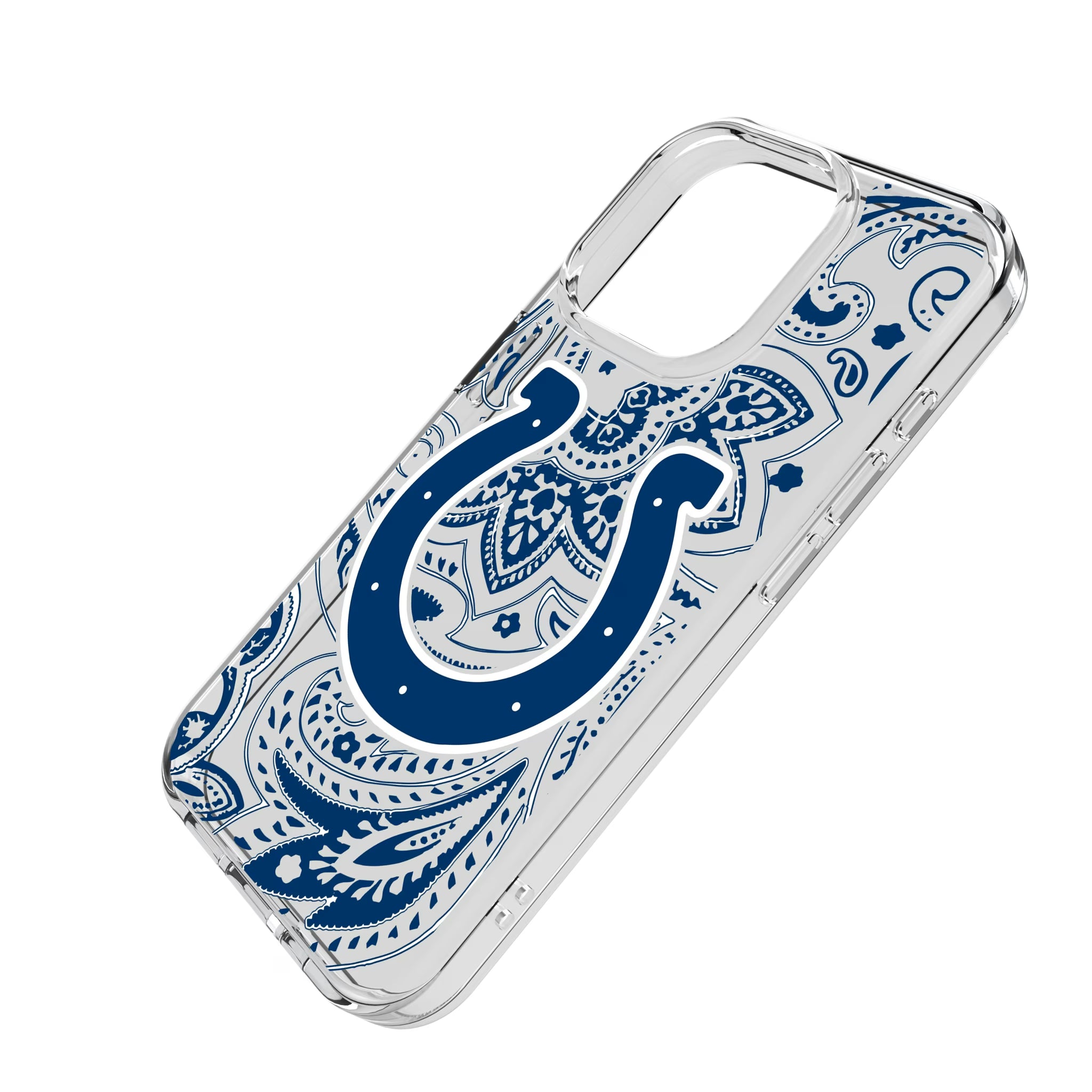 Indianapolis Colts Paisley iPhone Clear Phone Case for Apple iPhone - Isometric View