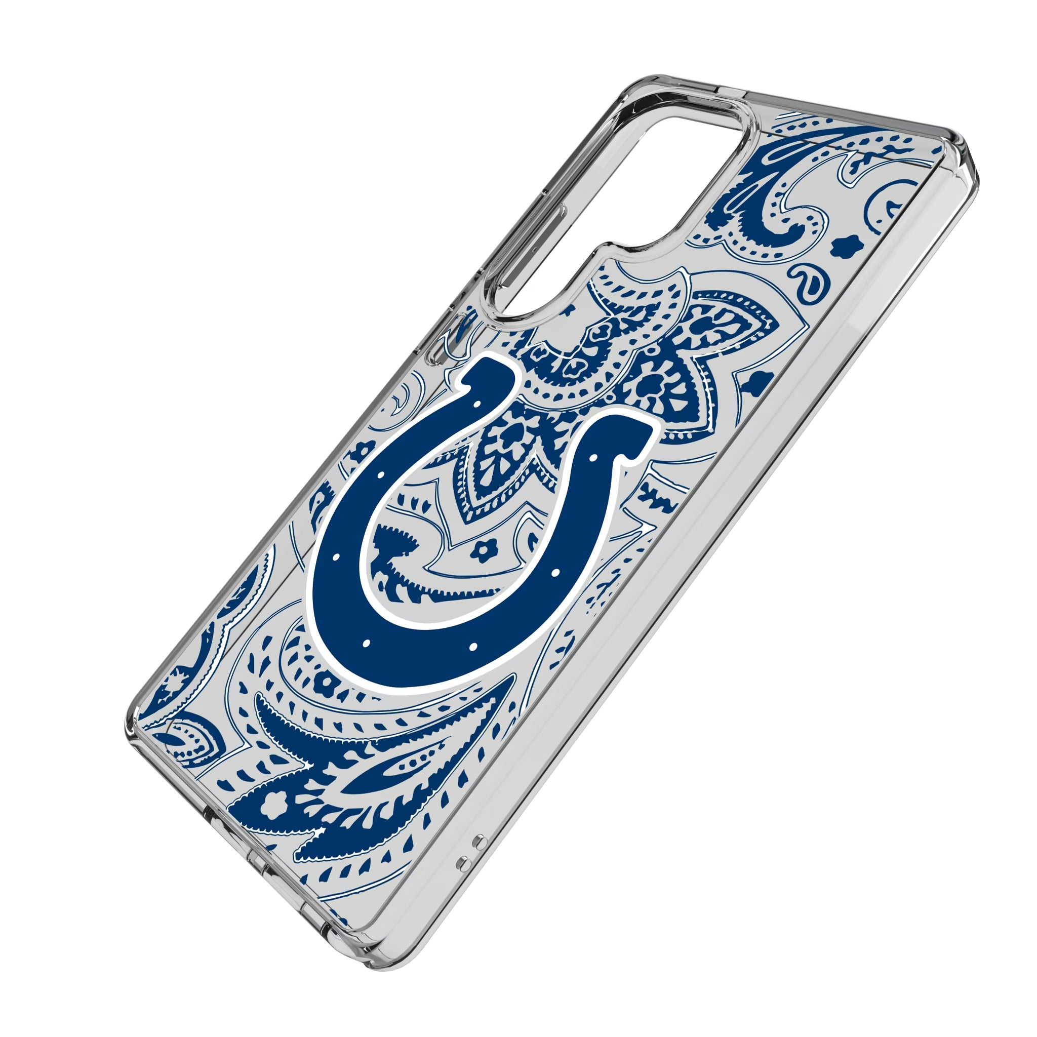 Indianapolis Colts Paisley Galaxy Clear Phone Case for Samsung Galaxy - Isometric View
