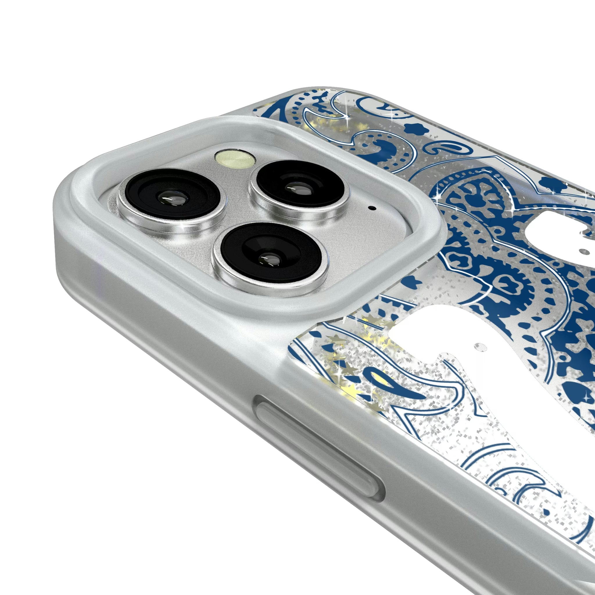 Indianapolis Colts Paisley iPhone Glitter Phone Case for Apple iPhone - Detail#Device_iPhone 16 Pro