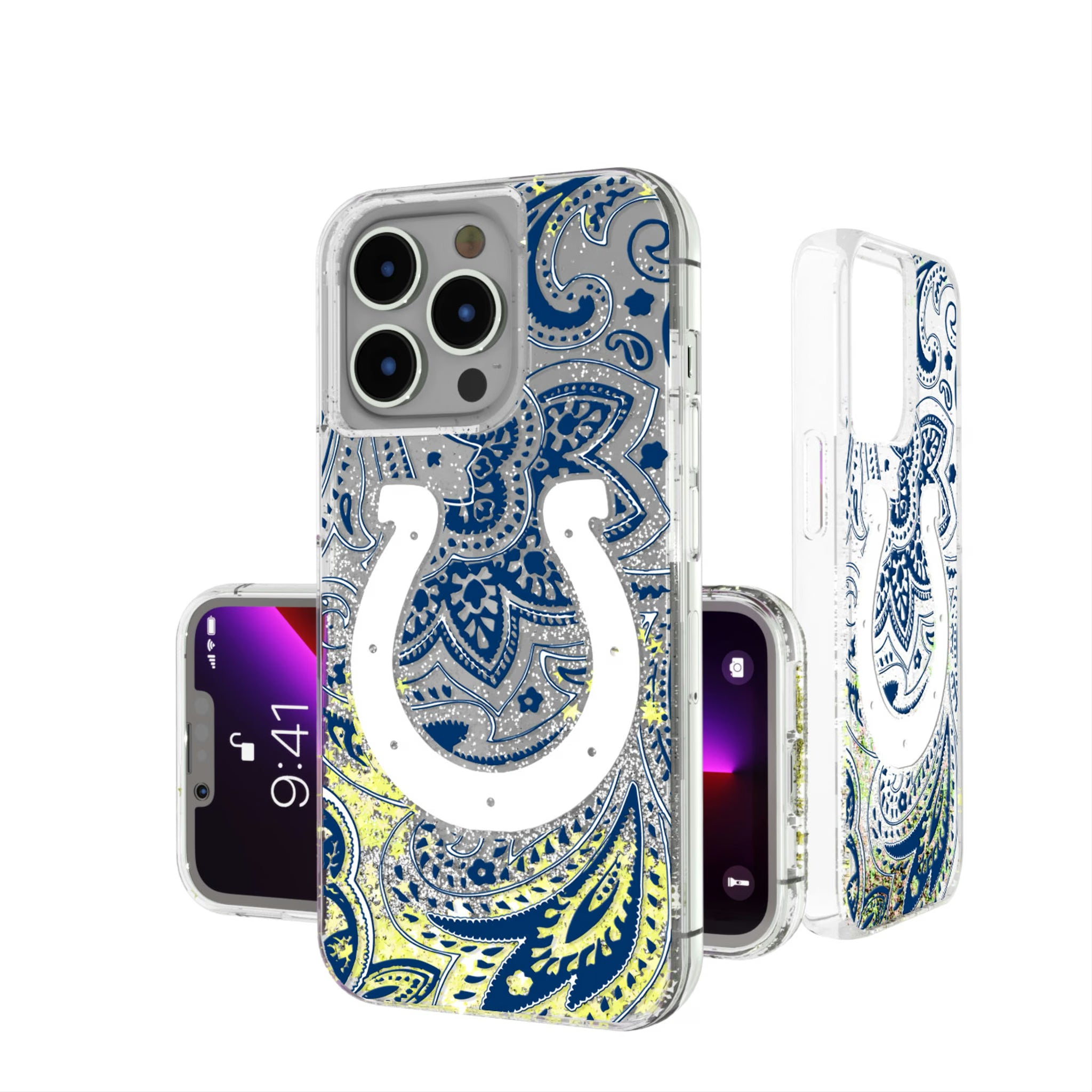 Indianapolis Colts Paisley iPhone Glitter Phone Case for Apple iPhone
