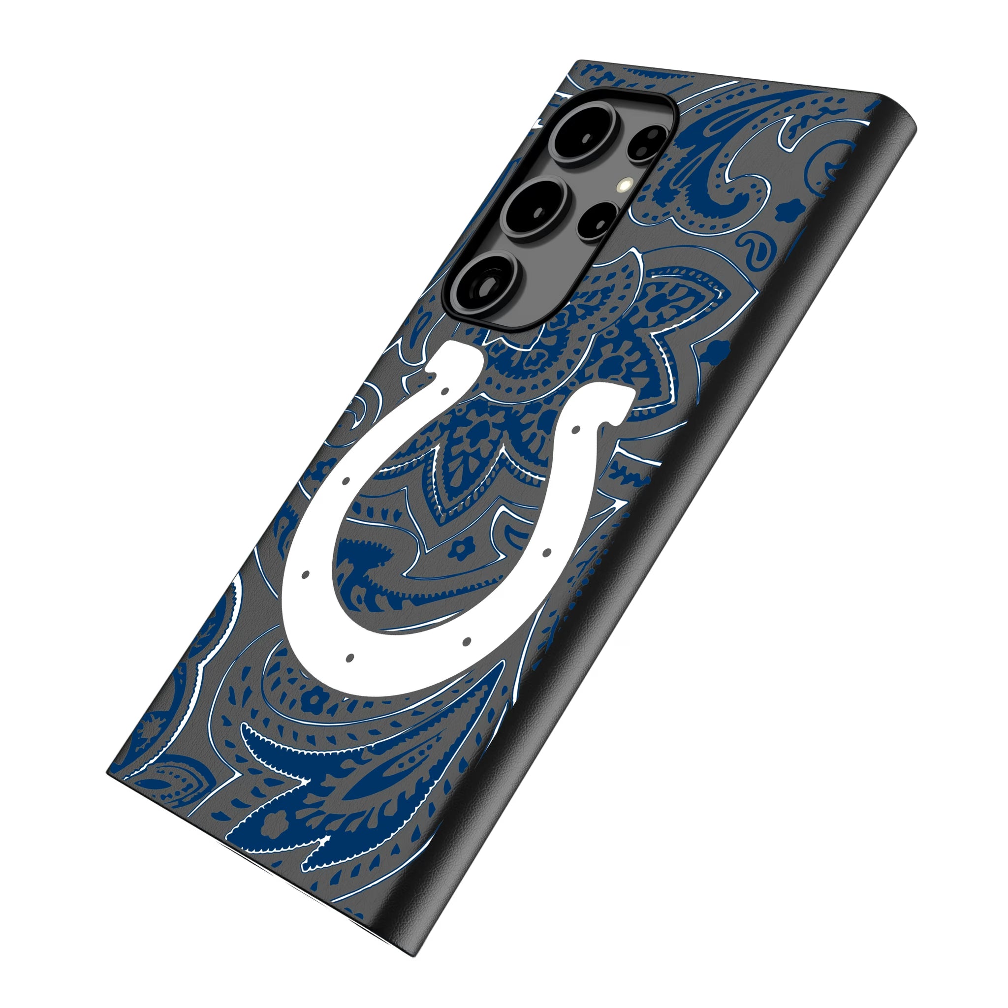 Indianapolis Colts Paisley Galaxy MagSafe Compatible Phone Case for Samsung Galaxy - Isometric View