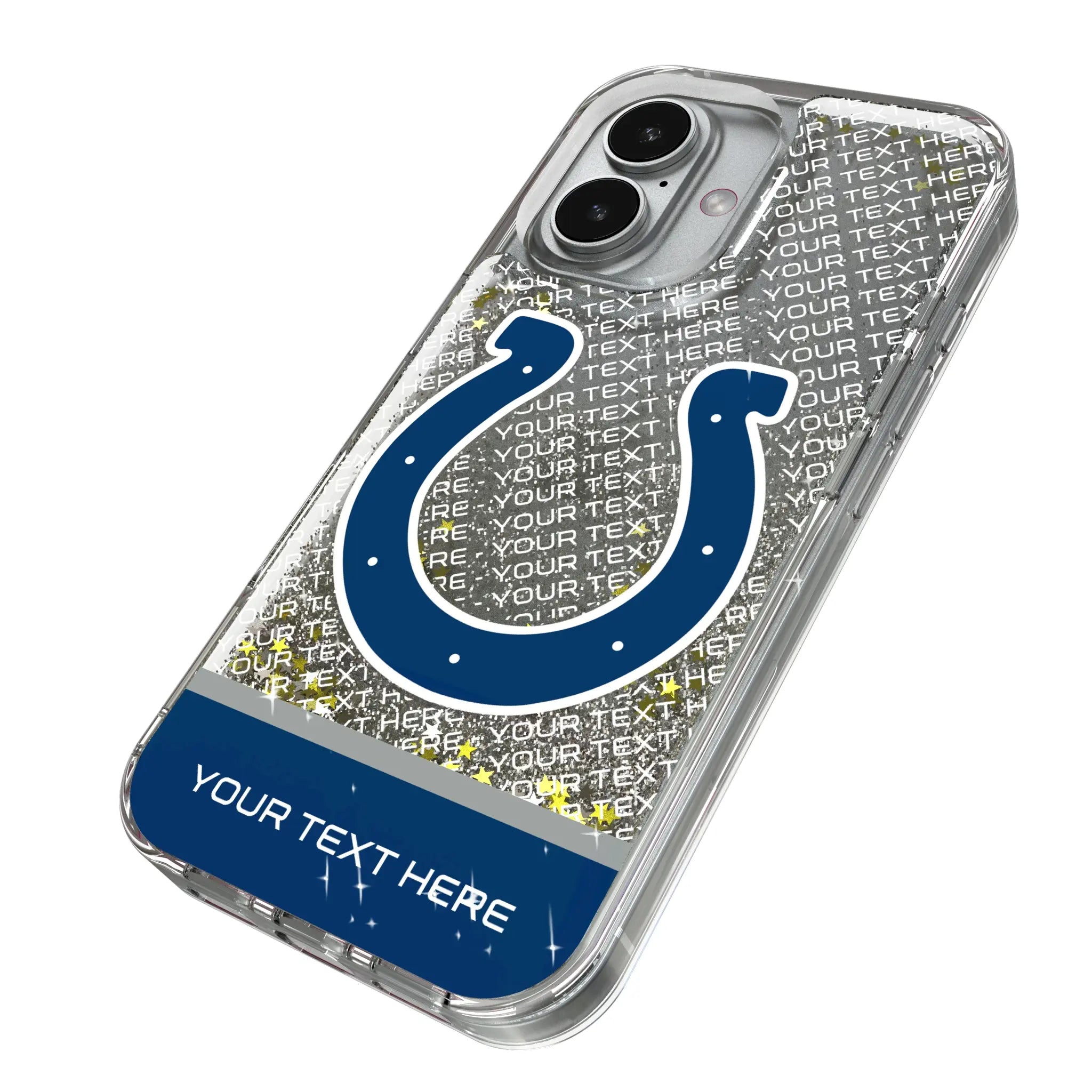 Indianapolis Colts Personalized EndZone Plus iPhone Glitter Phone Case for Apple iPhone - Isometric View