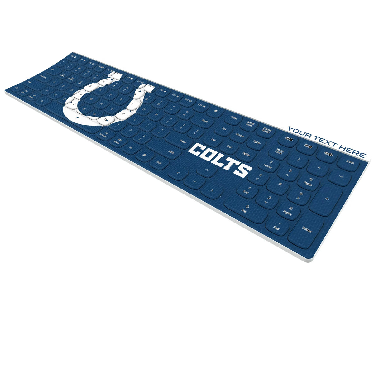 Indianapolis Colts Personalized Endzone Solid KKB605 Curved Wireless Keyboard - Isometric View