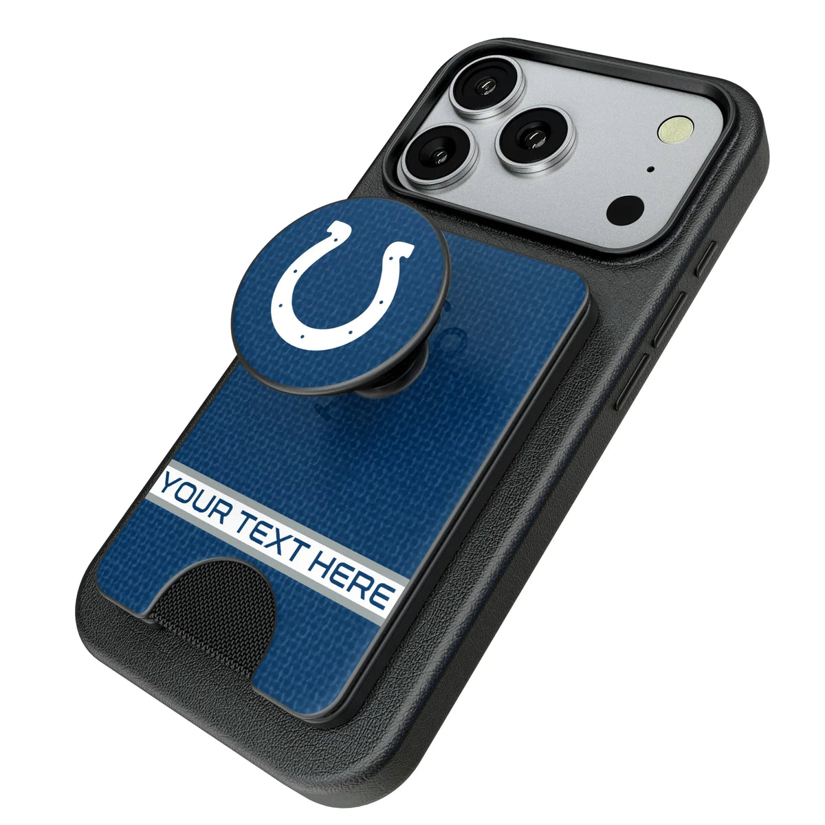 Indianapolis Colts Personalized Endzone Solid Popsockets Wallet Magnetic - Isometric View