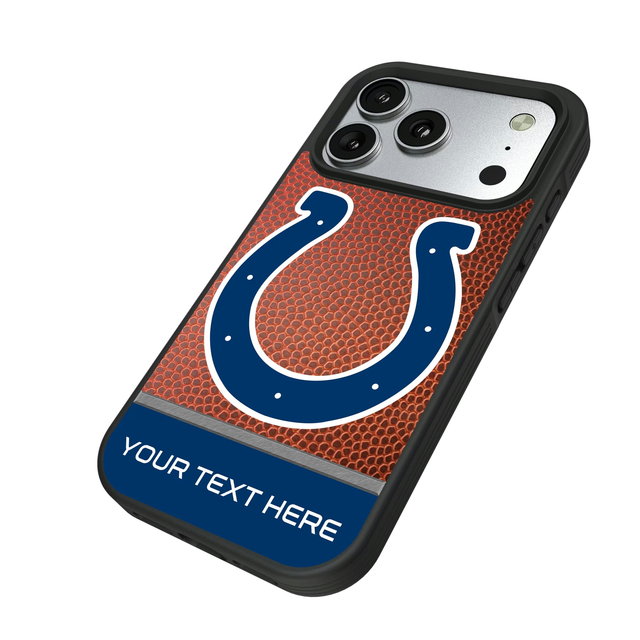 Indianapolis Colts Personalized Football iPhone Bump Phone Case for Apple iPhone - Isometric View#Device_iPhone 17 Pro